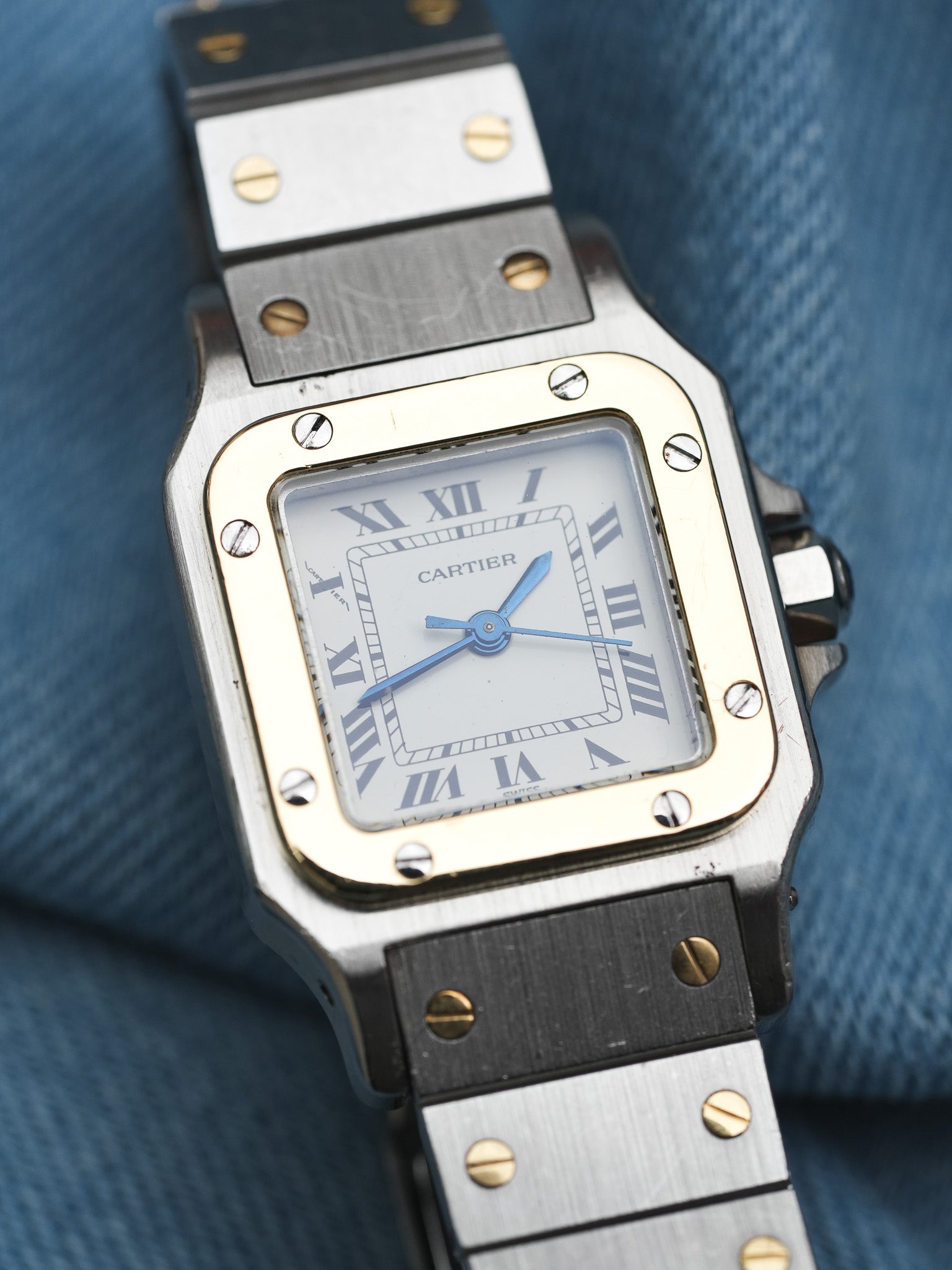 Cartier - Santos Carrée 0902 24mm acier or automatique - 1980s - Atelier Victor - Vintage Shop