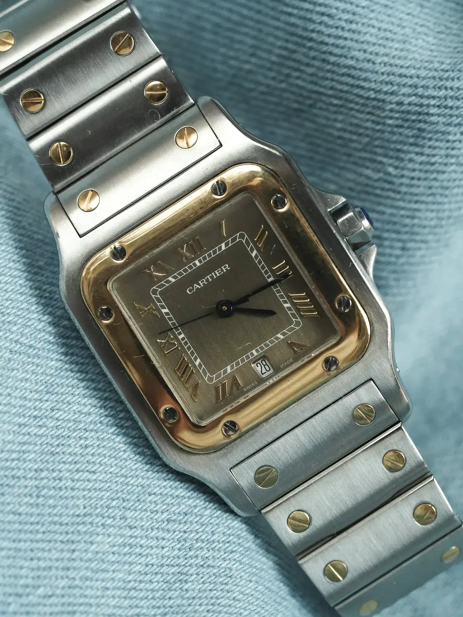 Cartier - Santos Galbée 1566 Acier Or Cadran Taupe 29mm - 1990s - Atelier Victor