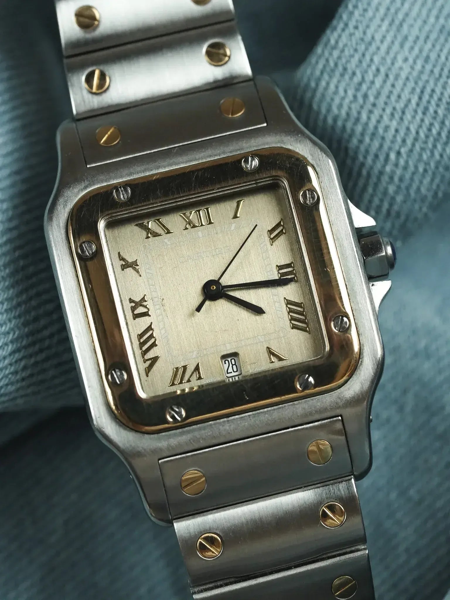 Cartier - Santos Galbée 1566 Acier Or Cadran Taupe 29mm - 1990s - Atelier Victor