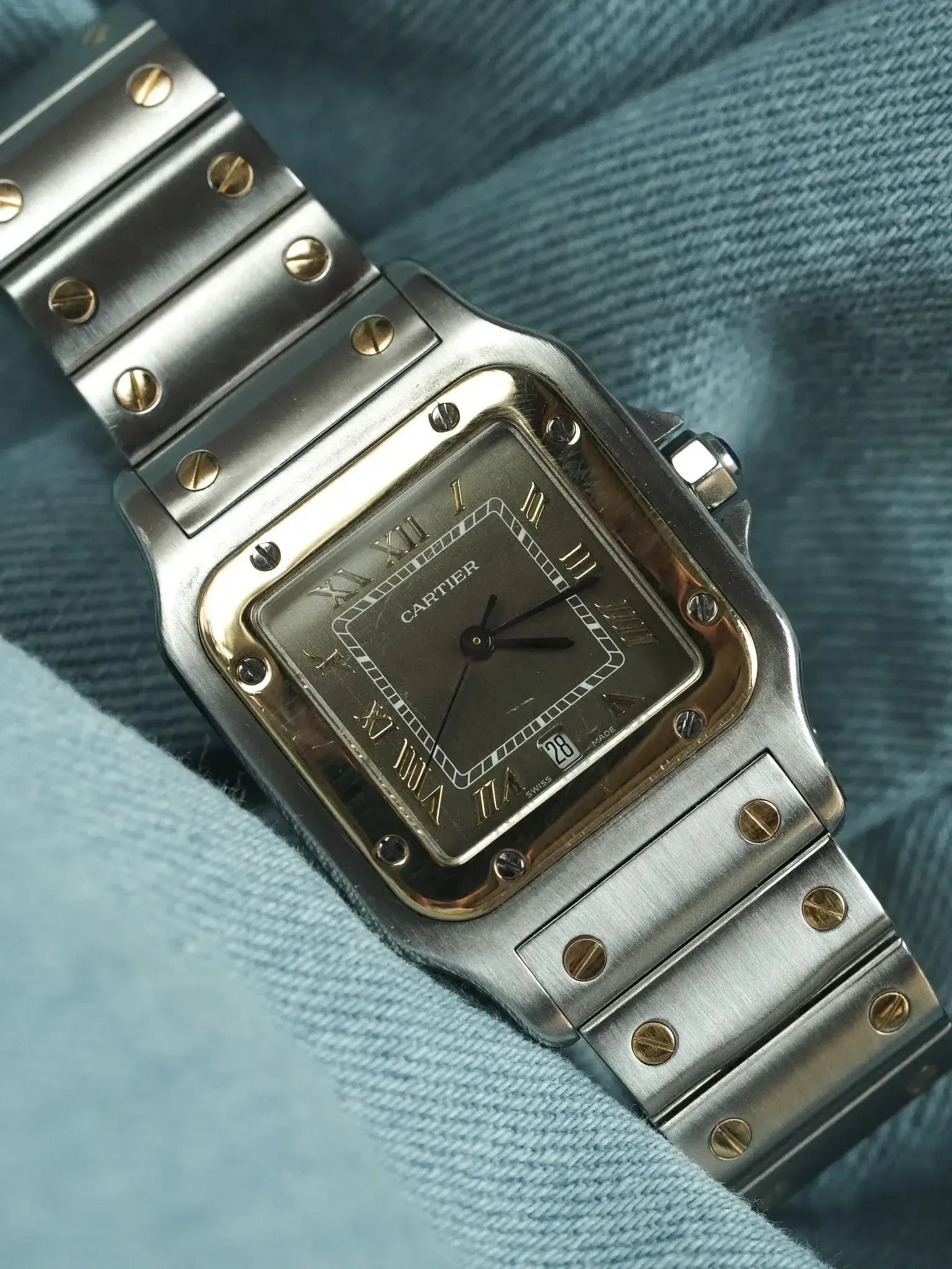 Cartier - Santos Galbée 1566 Acier Or Cadran Taupe 29mm - 1990s - Atelier Victor