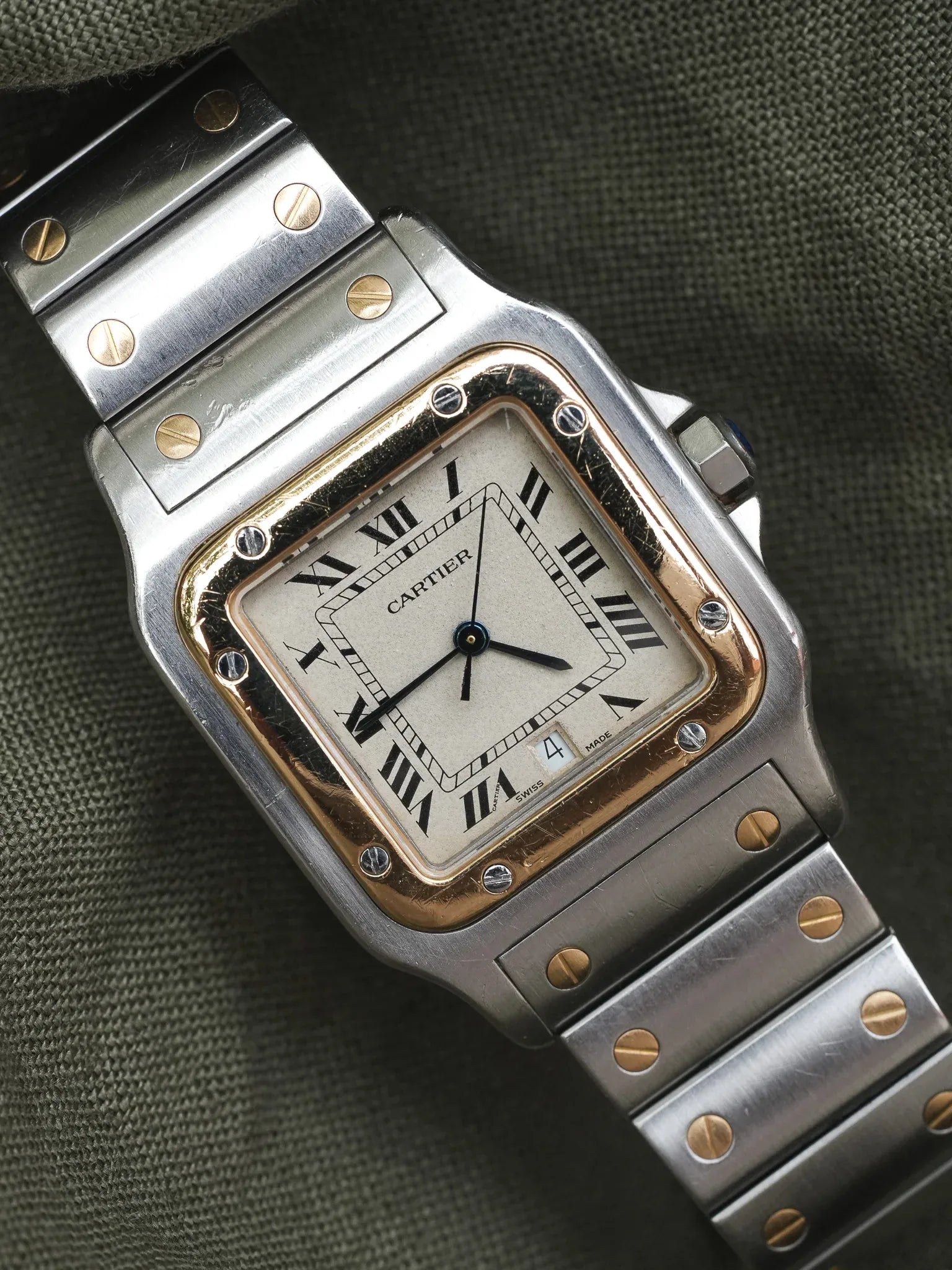 Cartier - Santos Galbée 1879 Acier Or 29mm - 1990s - Atelier Victor - Vintage Shop