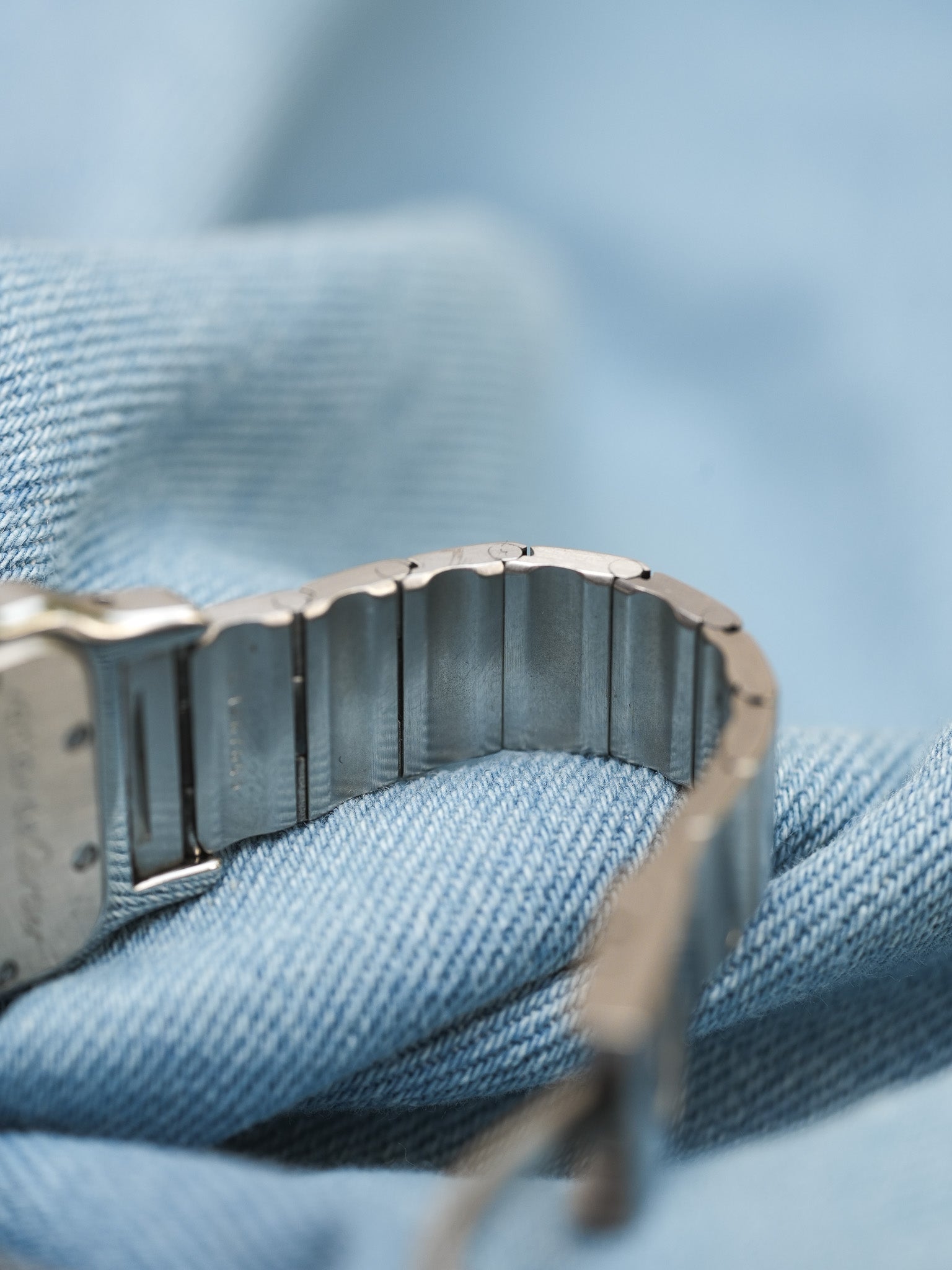 Cartier - Santos Galbée 9057 acier index bleu - 1990s - Atelier Victor - Vintage Shop