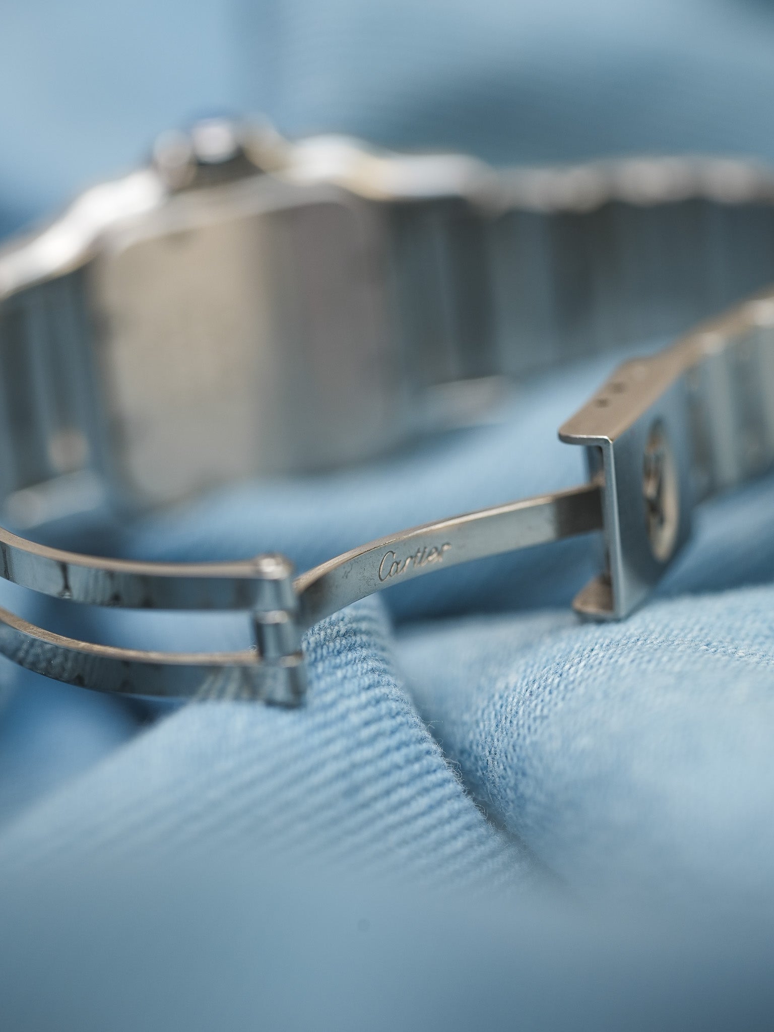 Cartier - Santos Galbée 9057 acier index bleu - 1990s - Atelier Victor - Vintage Shop