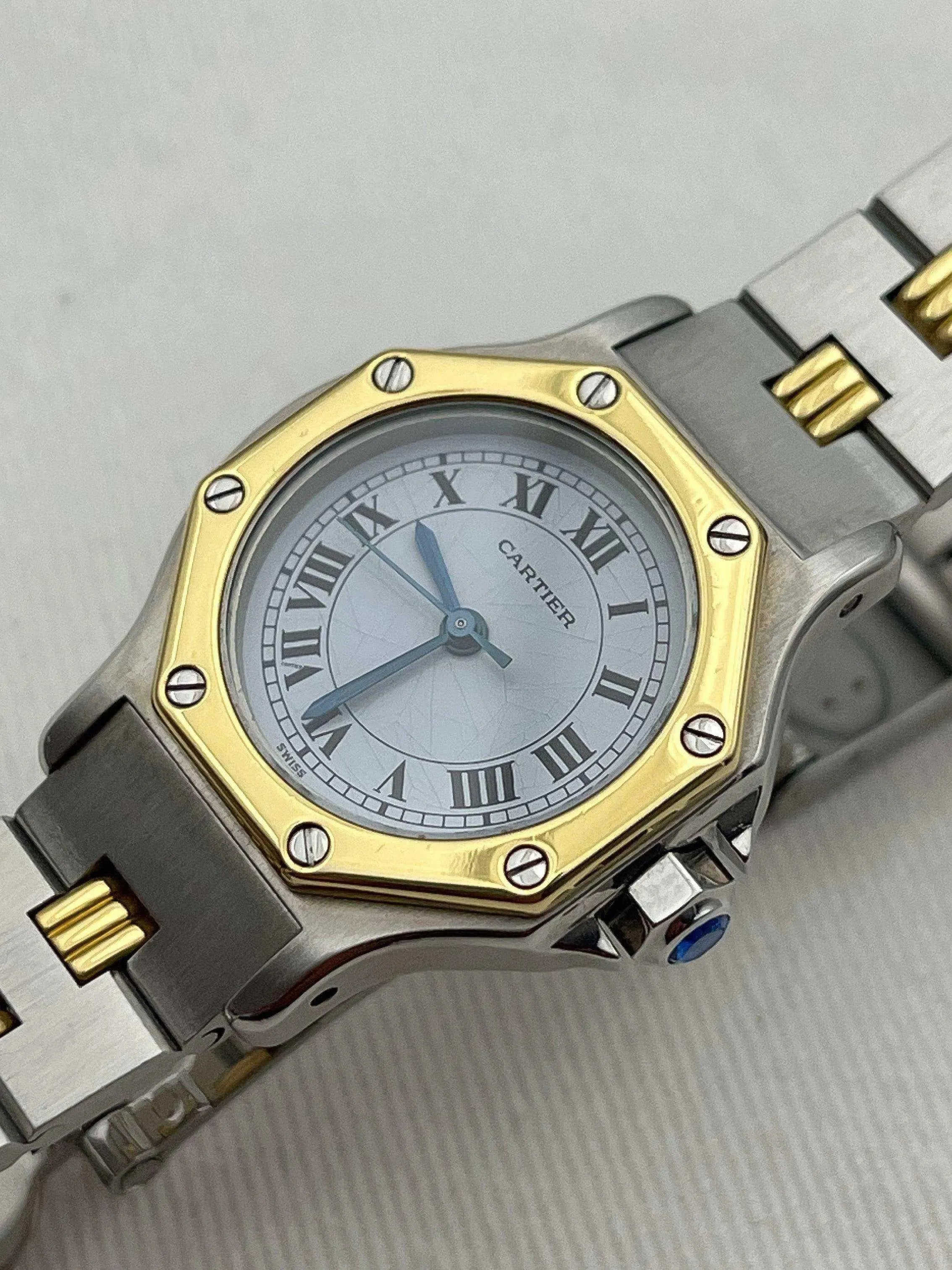 Cartier - SANTOS GODRON 24MM acier or - 1990s - Atelier Victor Paris - Vintage Watch Shop Dubai