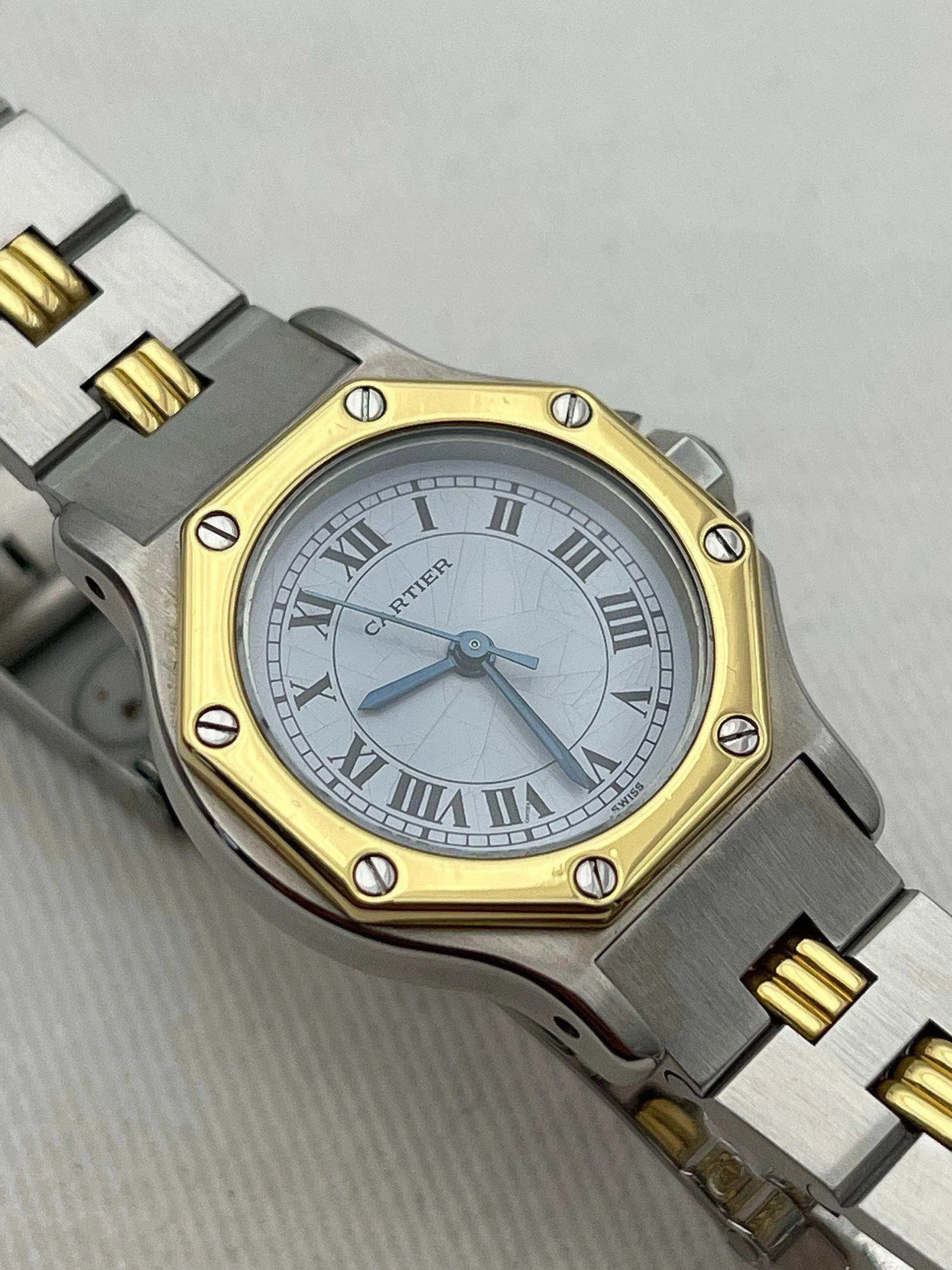 Cartier - SANTOS GODRON 24MM acier or - 1990s - Atelier Victor Paris - Vintage Watch Shop Dubai