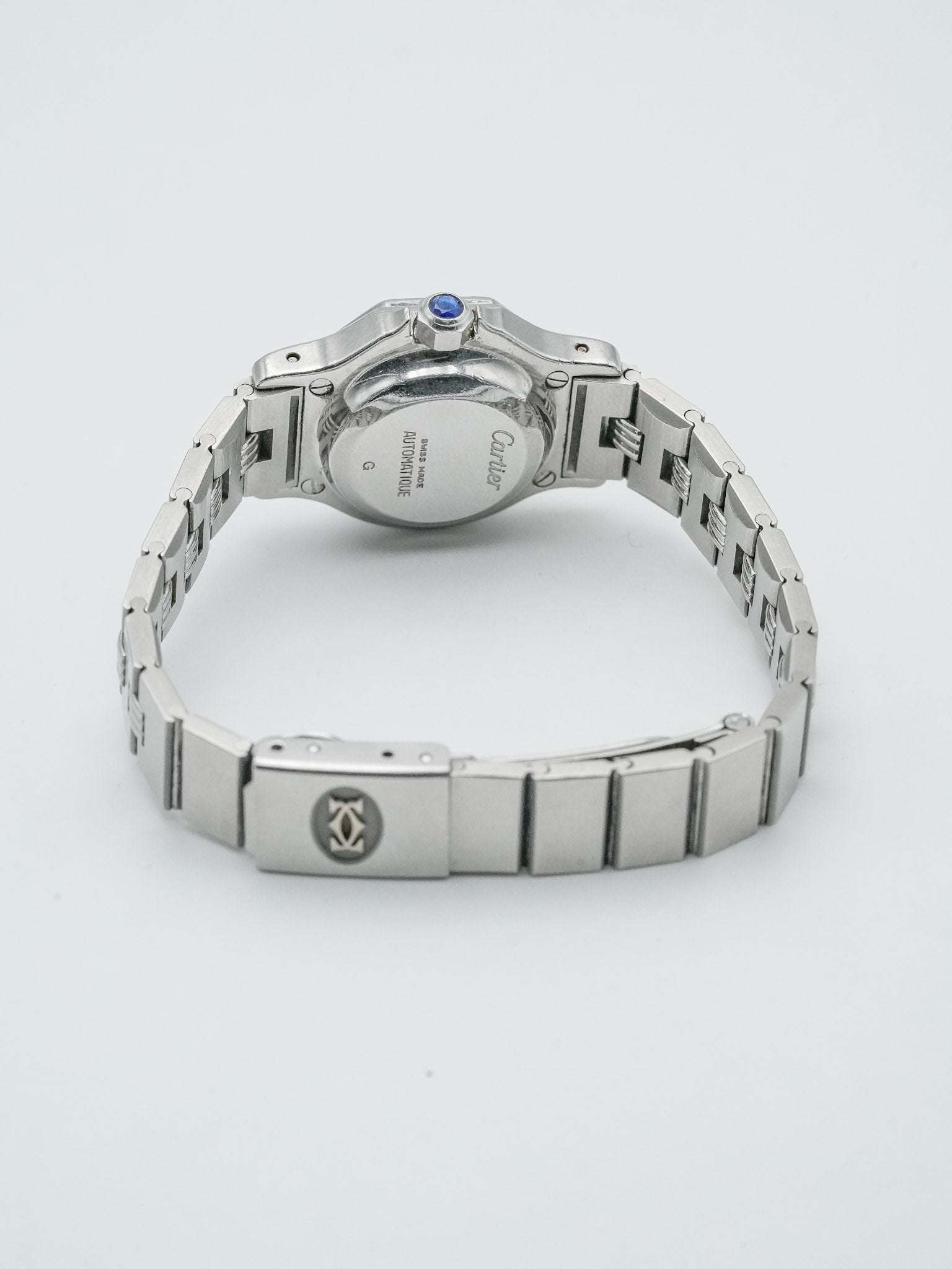 Cartier - Santos Godron Octogonale acier 24mm auto - 1980s - Atelier Victor - Vintage Shop