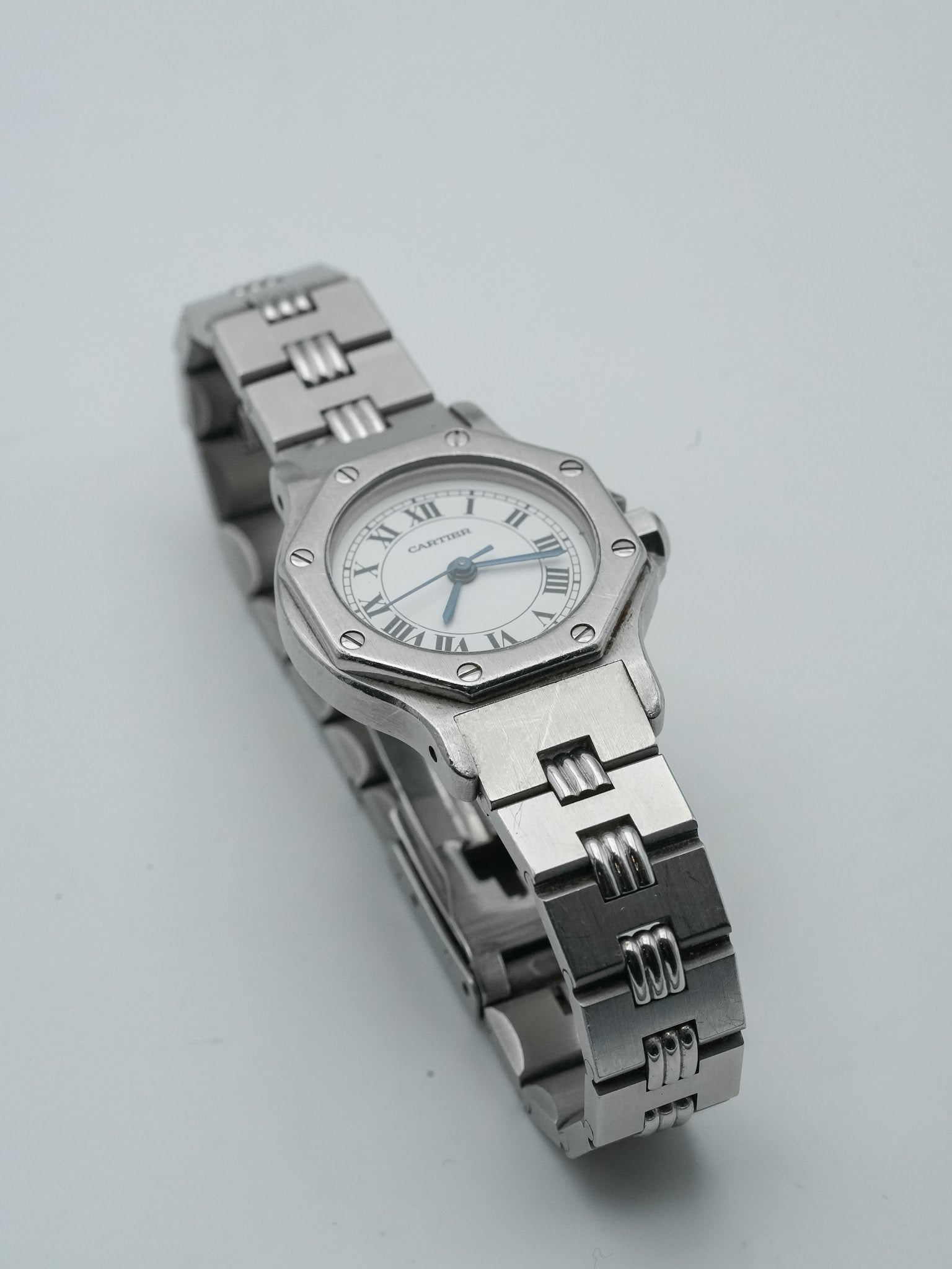 Cartier - Santos Godron Octogonale acier 24mm auto - 1980s - Atelier Victor - Vintage Shop