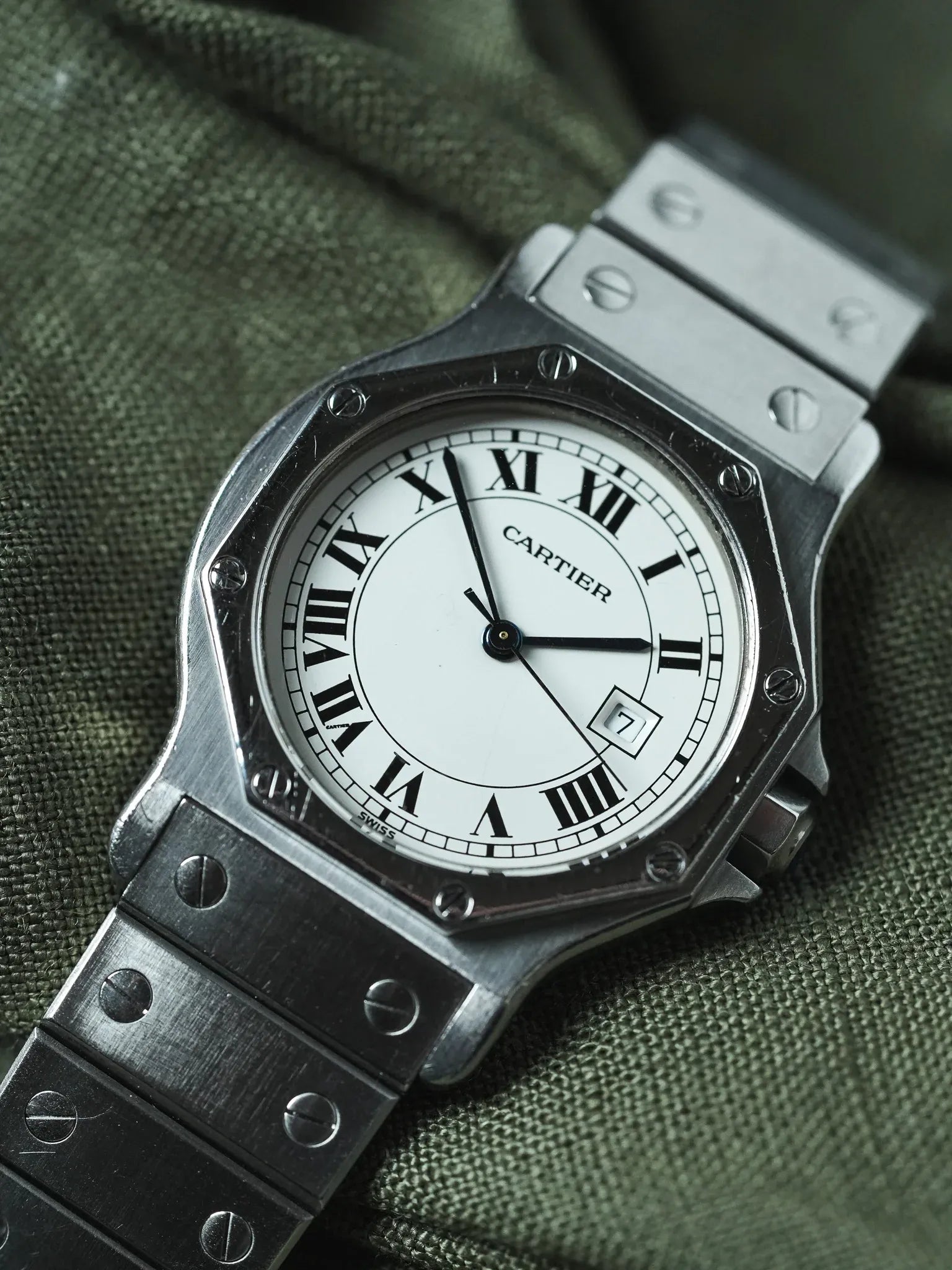 Cartier - Santos Octogonale 2965 Acier Automatique 29mm - Boite & Papier - 1980s - Atelier Victor - Vintage Shop