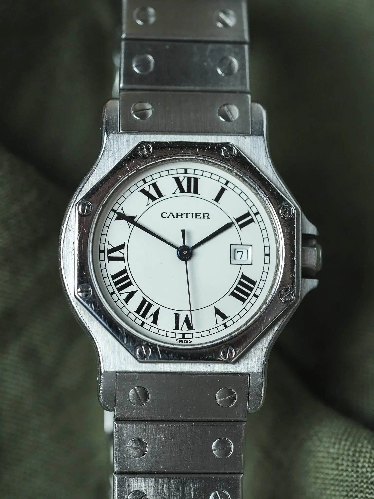 Cartier - Santos Octogonale 2965 Acier Automatique 29mm - Boite & Papier - 1980s - Atelier Victor - Vintage Shop