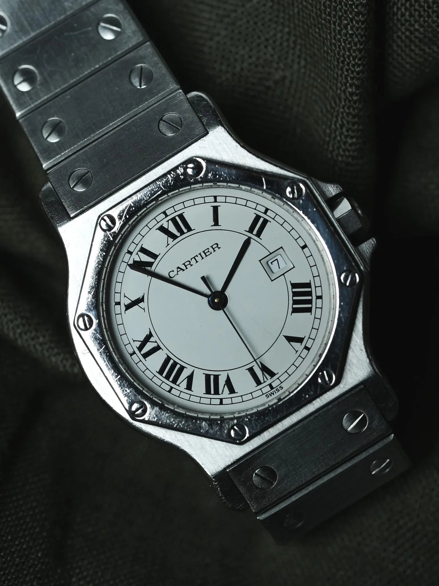 Cartier - Santos Octogonale 2965 Acier Automatique 29mm - Boite & Papier - 1980s - Atelier Victor - Vintage Shop