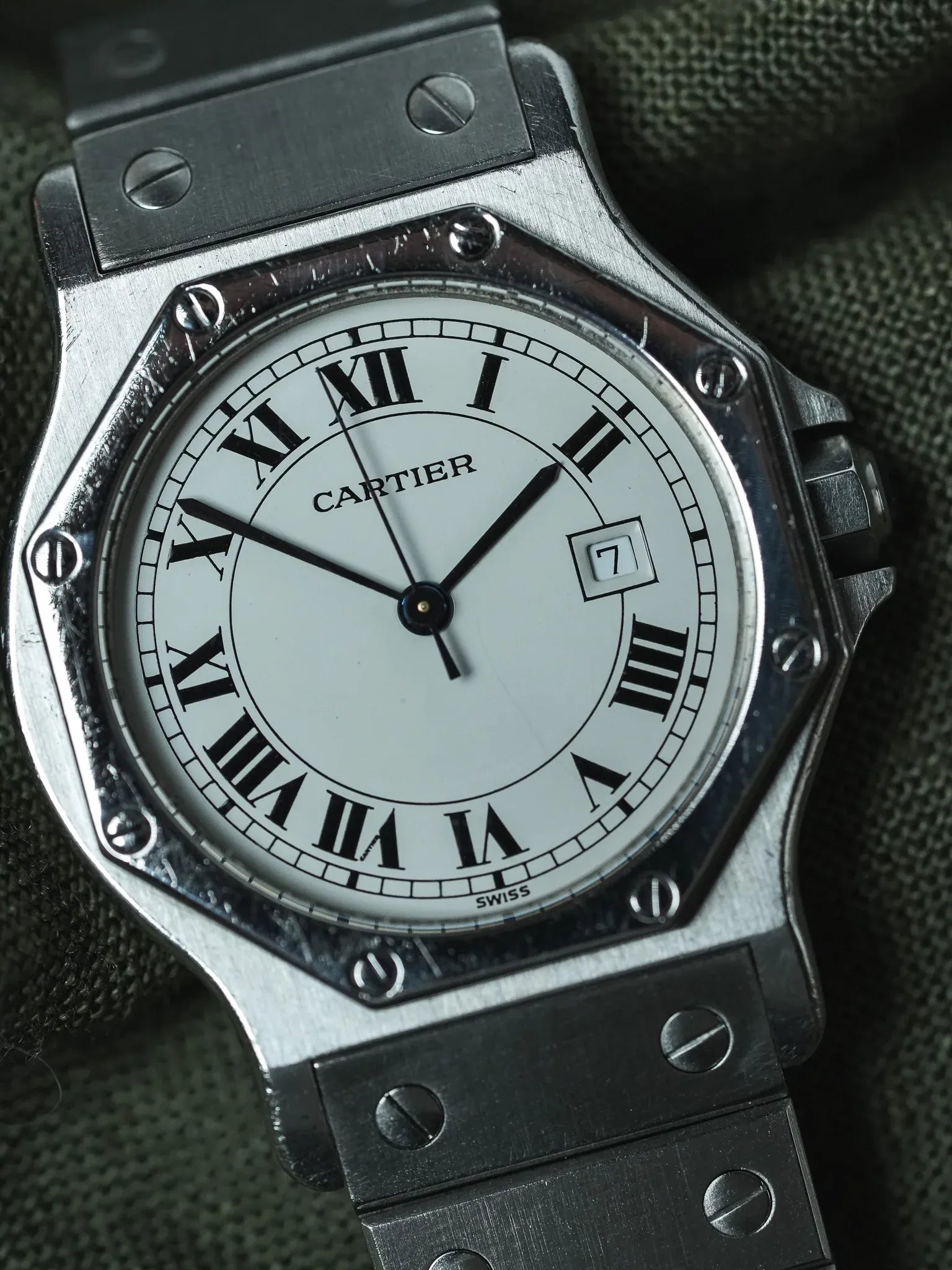 Cartier - Santos Octogonale 2965 Acier Automatique 29mm - Boite & Papier - 1980s - Atelier Victor - Vintage Shop