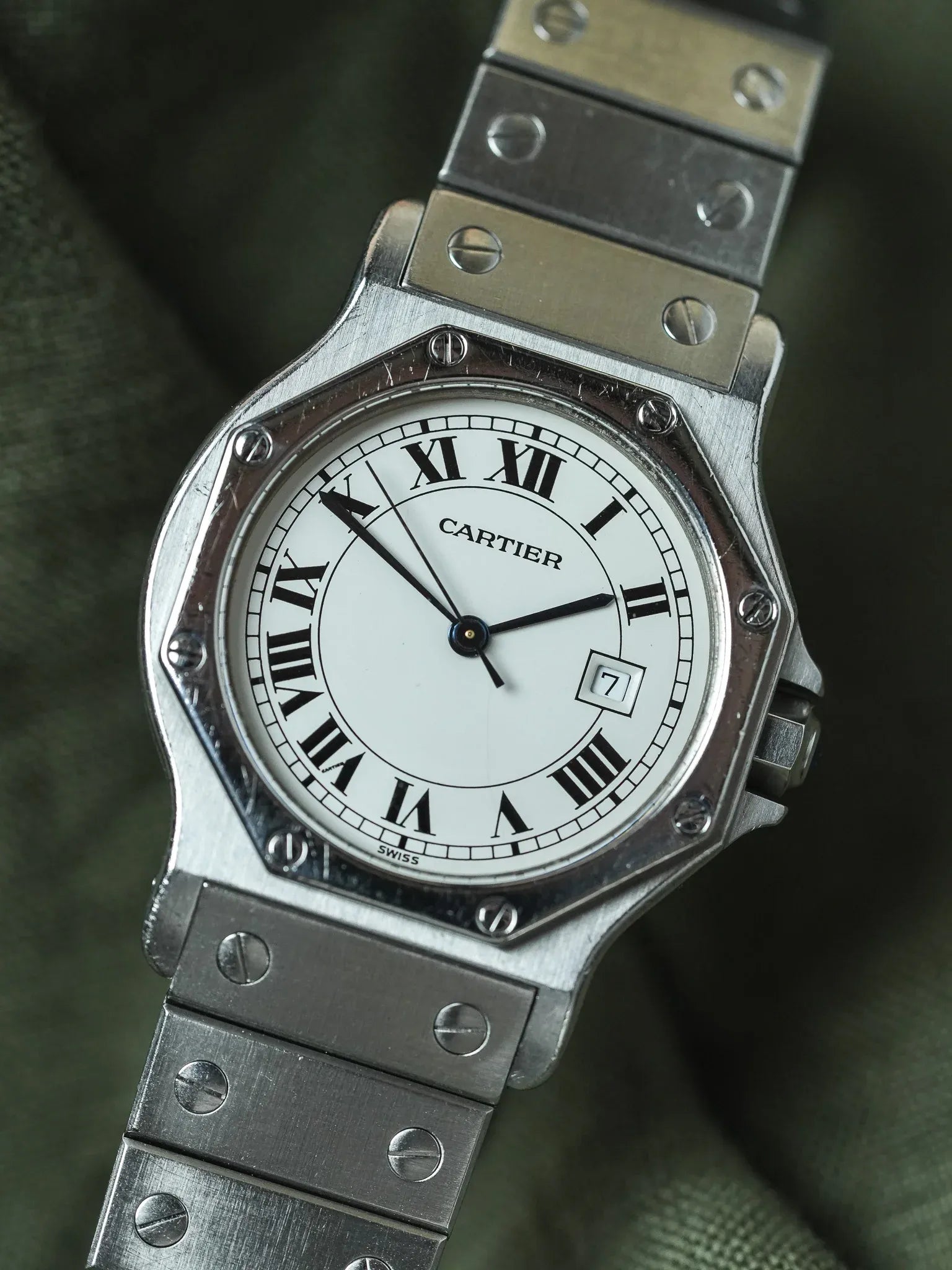 Cartier - Santos Octogonale 2965 Acier Automatique 29mm - Boite & Papier - 1980s - Atelier Victor - Vintage Shop