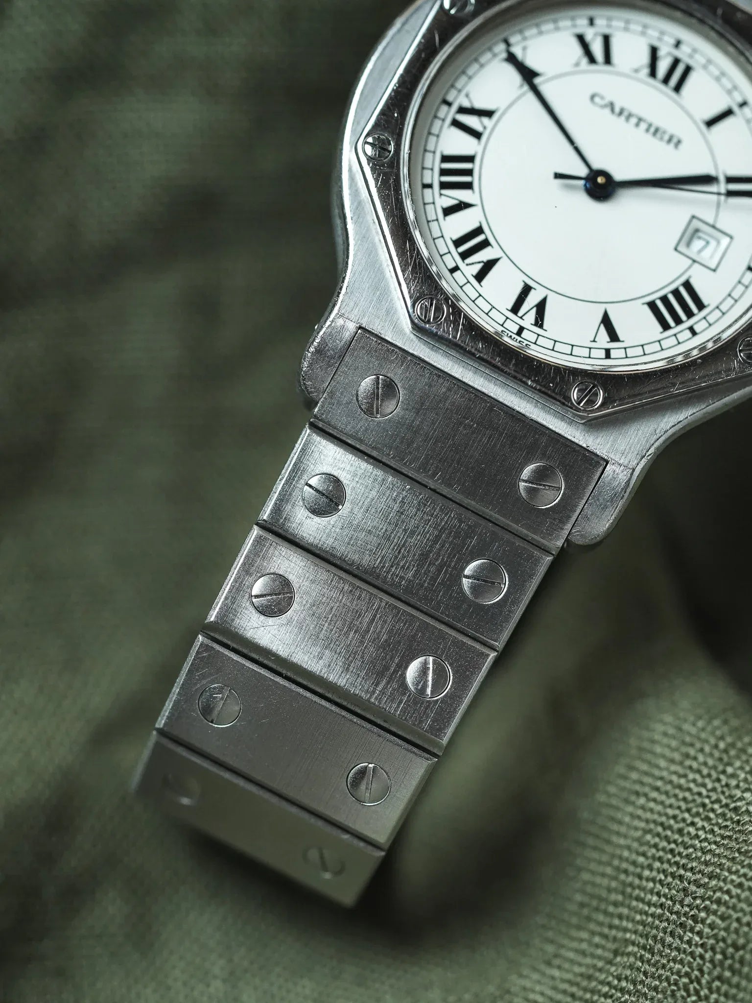 Cartier - Santos Octogonale 2965 Acier Automatique 29mm - Boite & Papier - 1980s - Atelier Victor - Vintage Shop