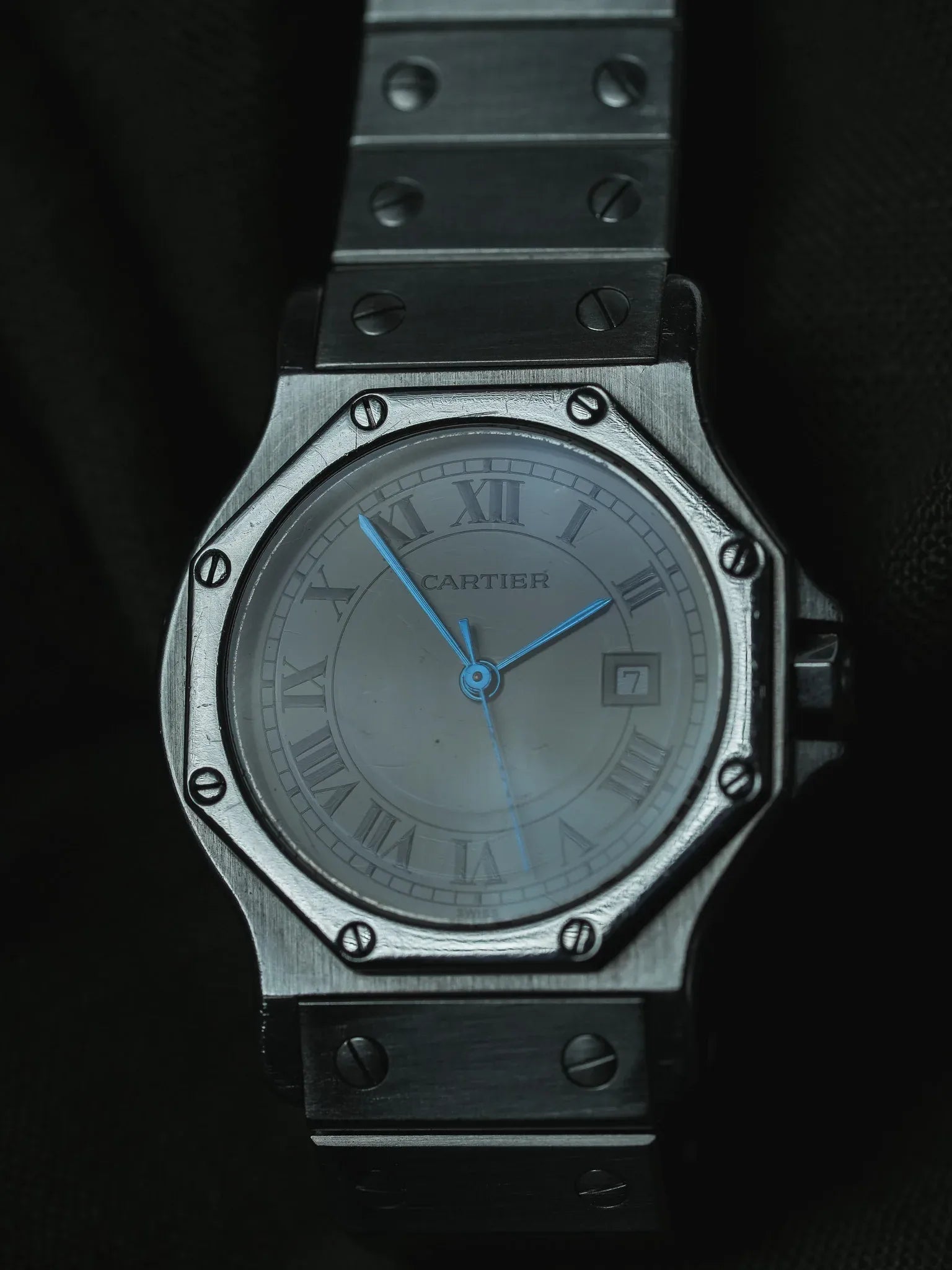 Cartier - Santos Octogonale 2965 Acier Automatique 29mm - Boite & Papier - 1980s - Atelier Victor - Vintage Shop