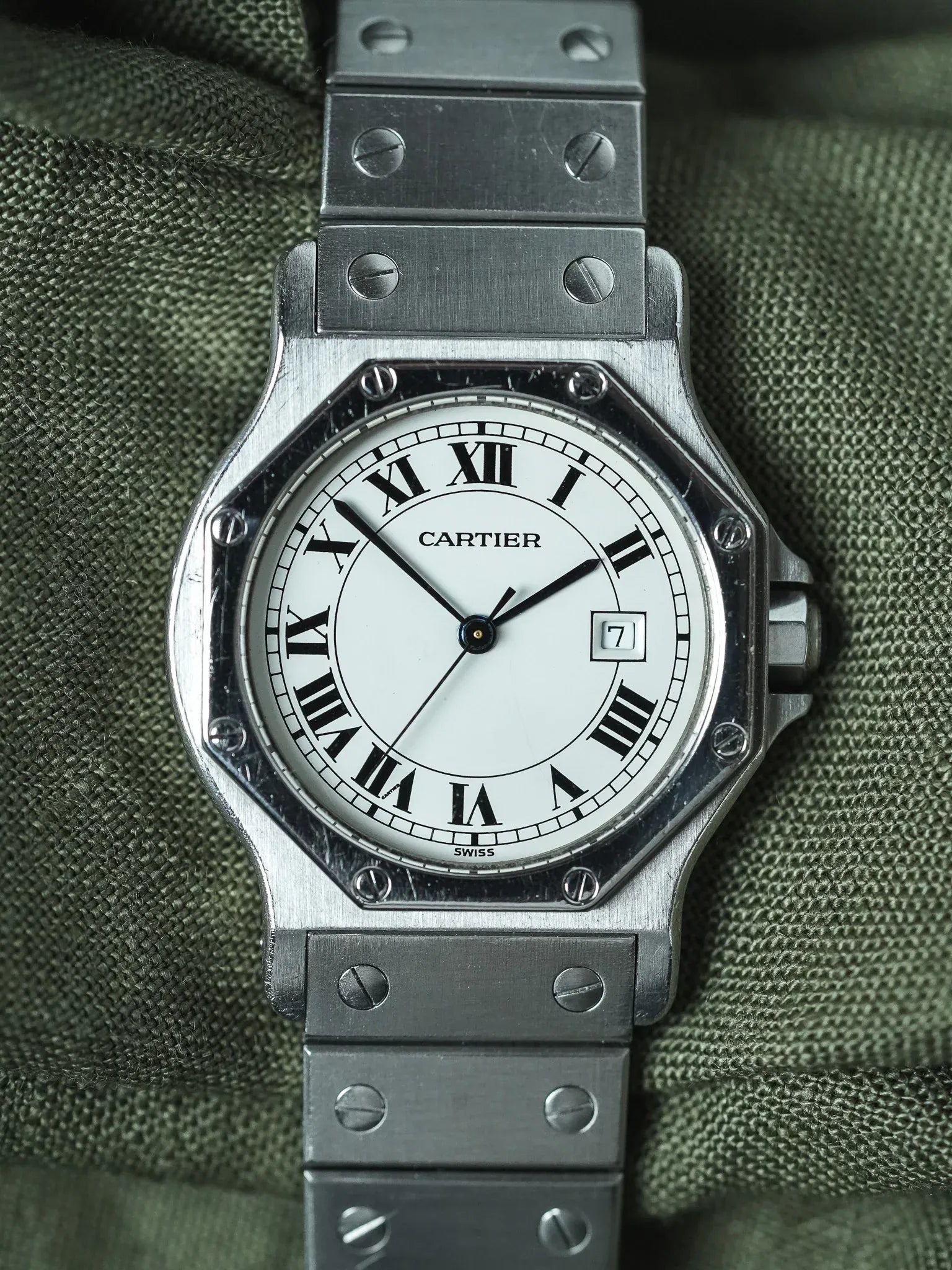Cartier - Santos Octogonale 2965 Acier Automatique 29mm - Boite & Papier - 1980s - Atelier Victor - Vintage Shop
