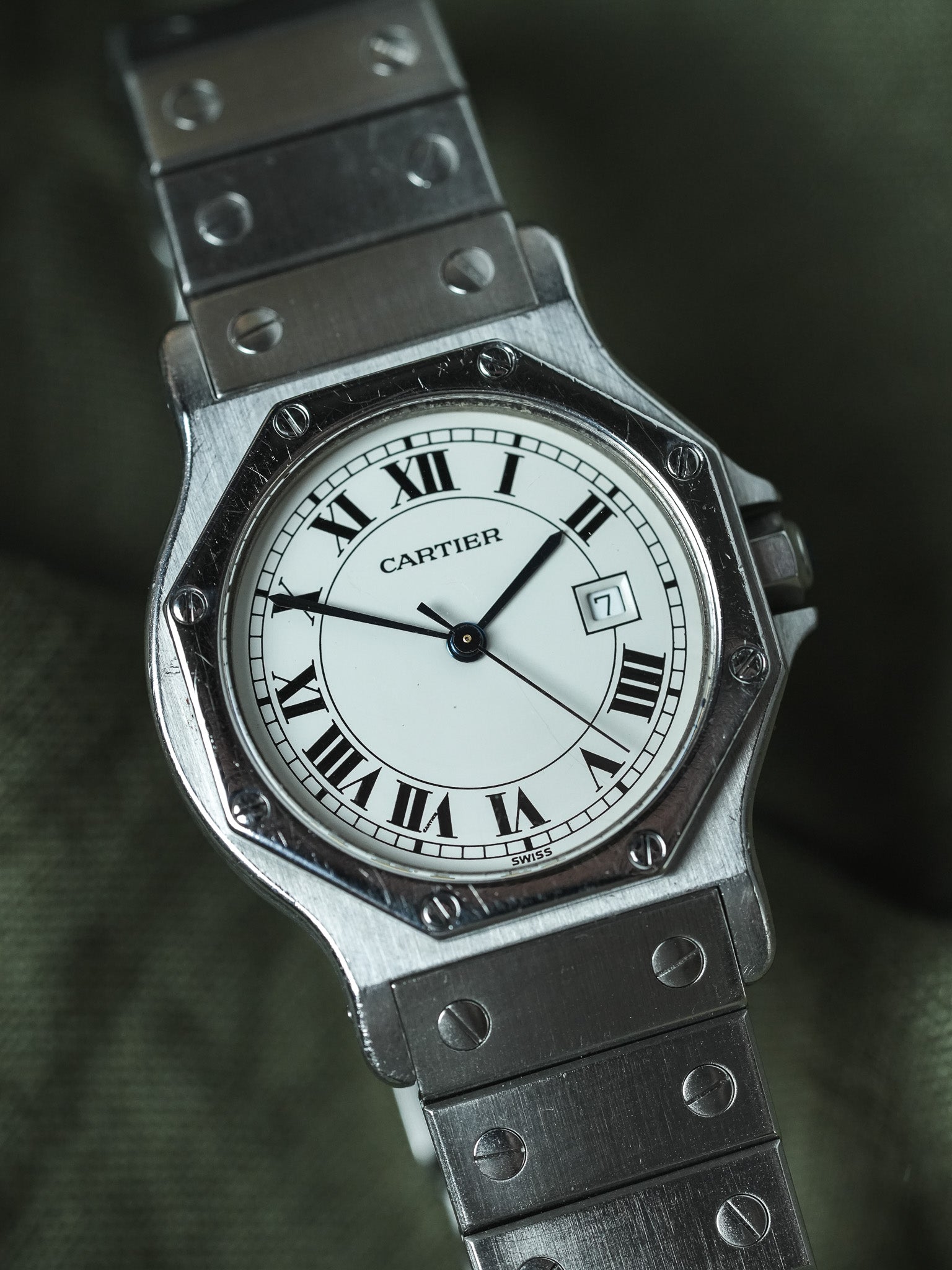 Cartier - Santos Octogonale 2965 Acier Automatique 29mm - Boite & Papier - 1980s - Atelier Victor - Vintage Watch Shop