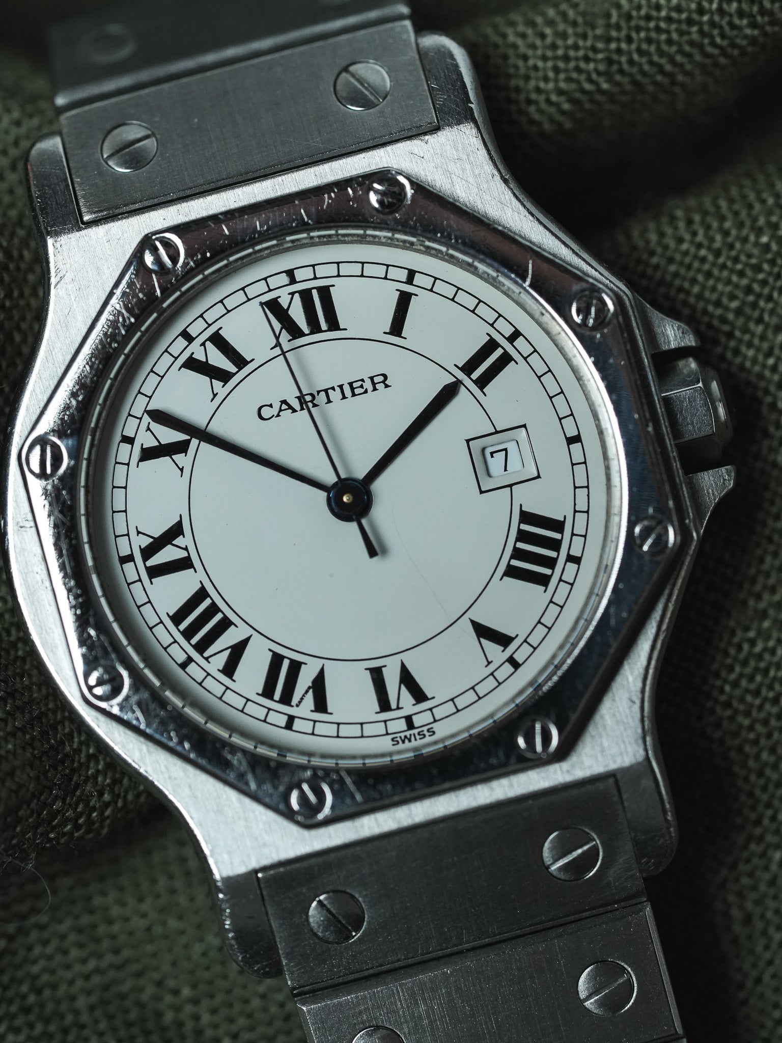 Cartier - Santos Octogonale 2965 Acier Automatique 29mm - Boite & Papier - 1980s - Atelier Victor - Vintage Watch Shop