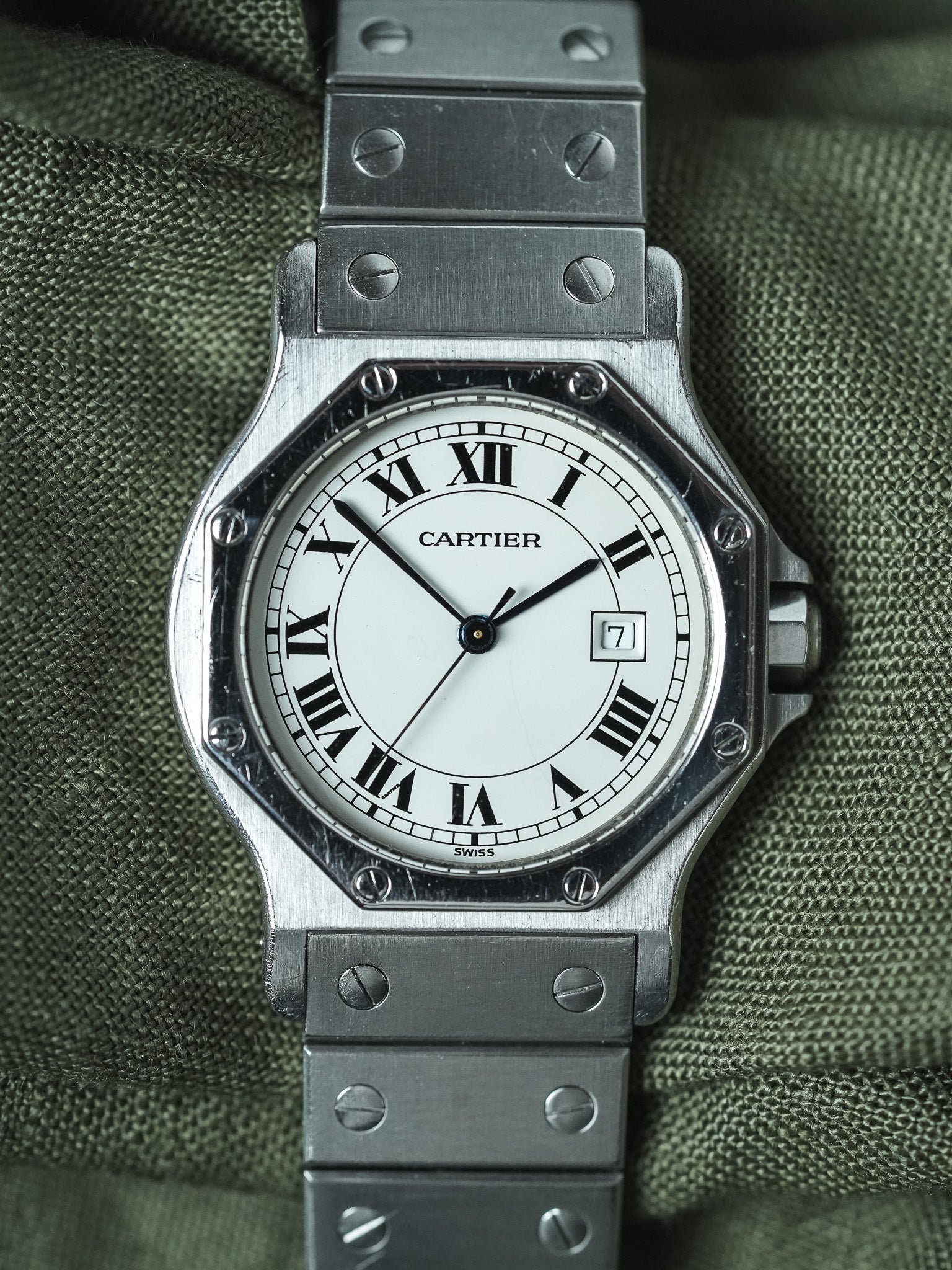 Cartier - Santos Octogonale 2965 Acier Automatique 29mm - Boite & Papier - 1980s - Atelier Victor - Vintage Watch Shop