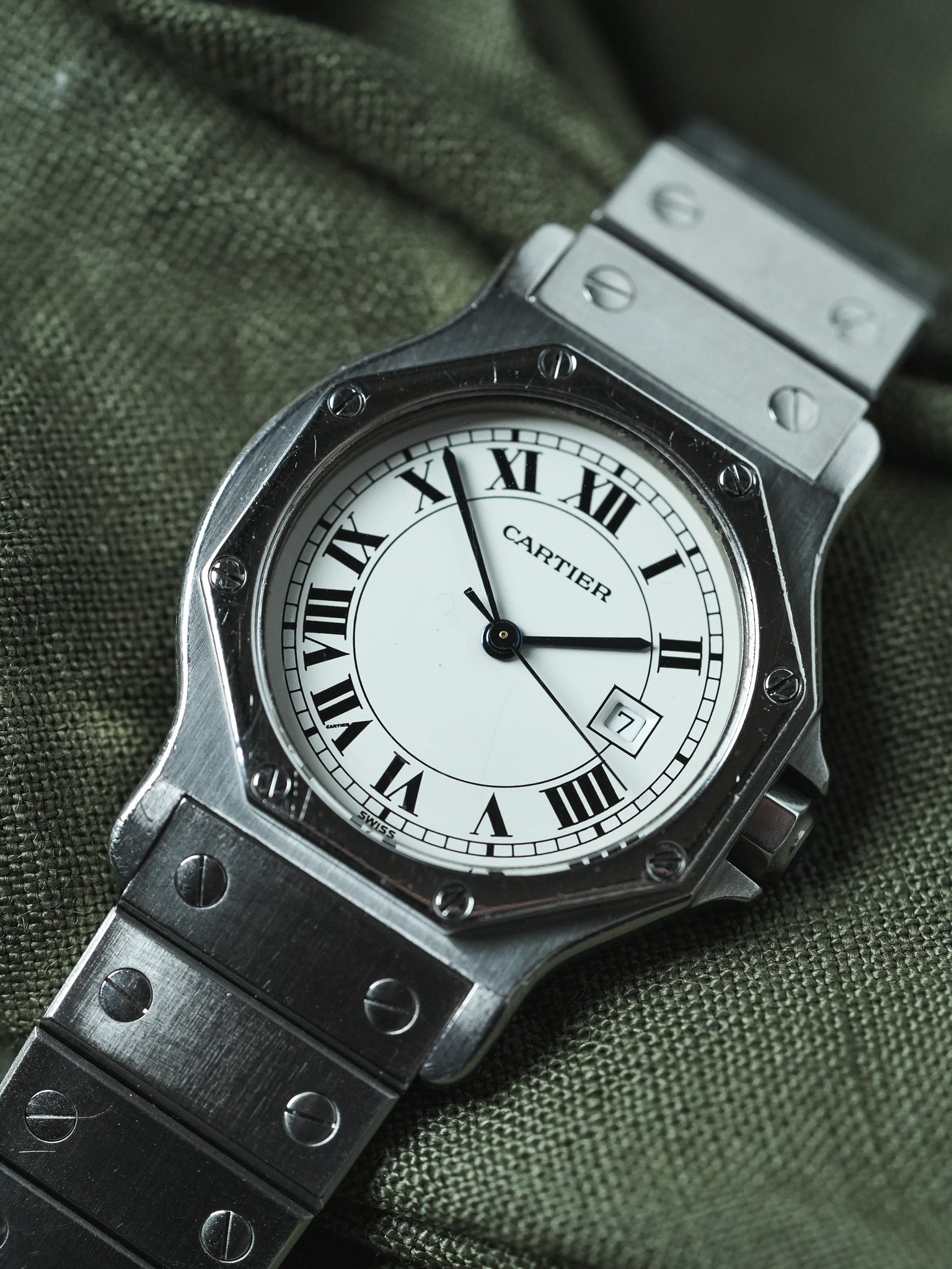 Cartier - Santos Octogonale 2965 Acier Automatique 29mm - Boite & Papier - 1980s - Atelier Victor - Vintage Watch Shop