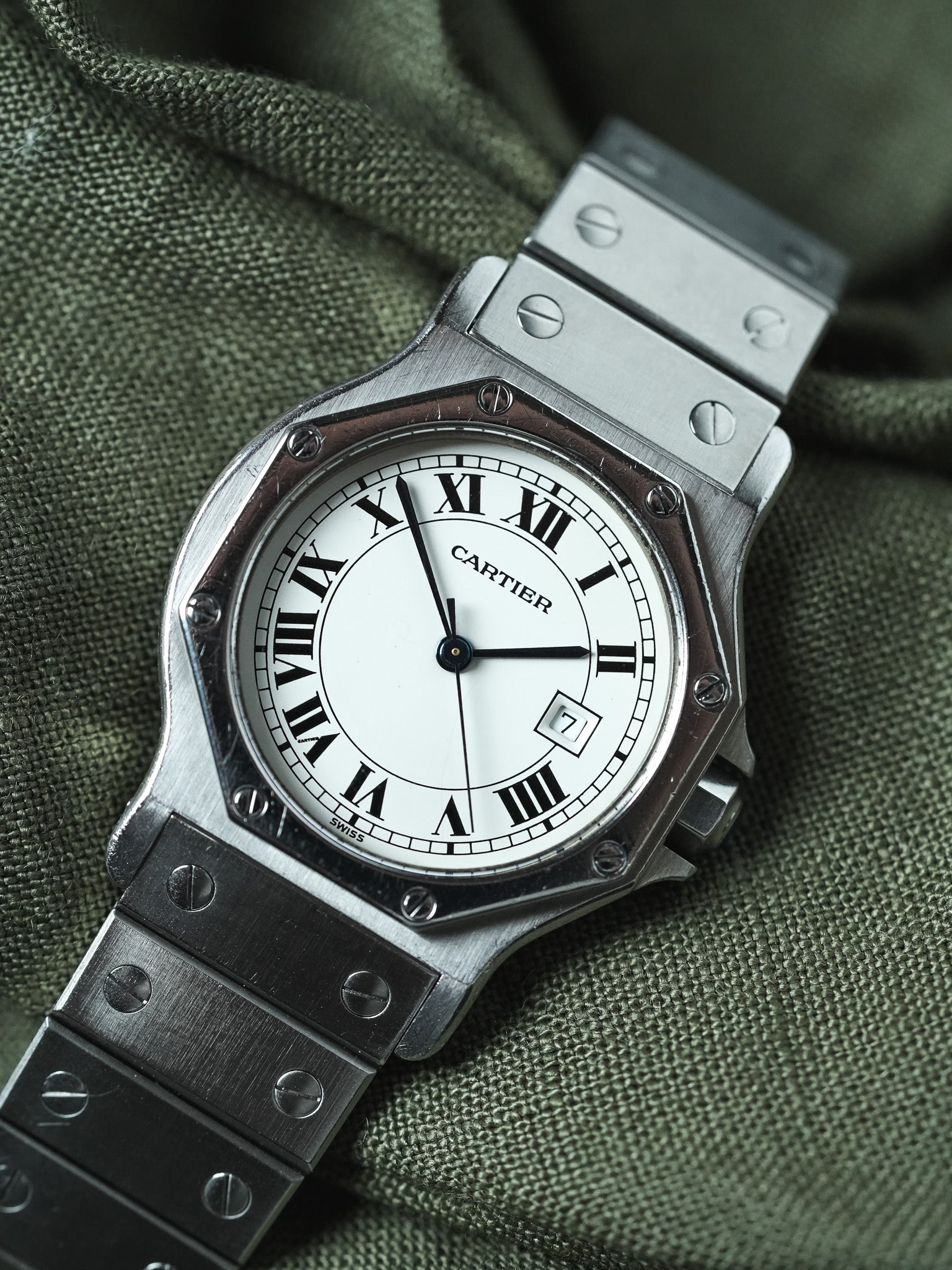 Cartier - Santos Octogonale 2965 Acier Automatique 29mm - Boite & Papier - 1980s - Atelier Victor - Vintage Watch Shop