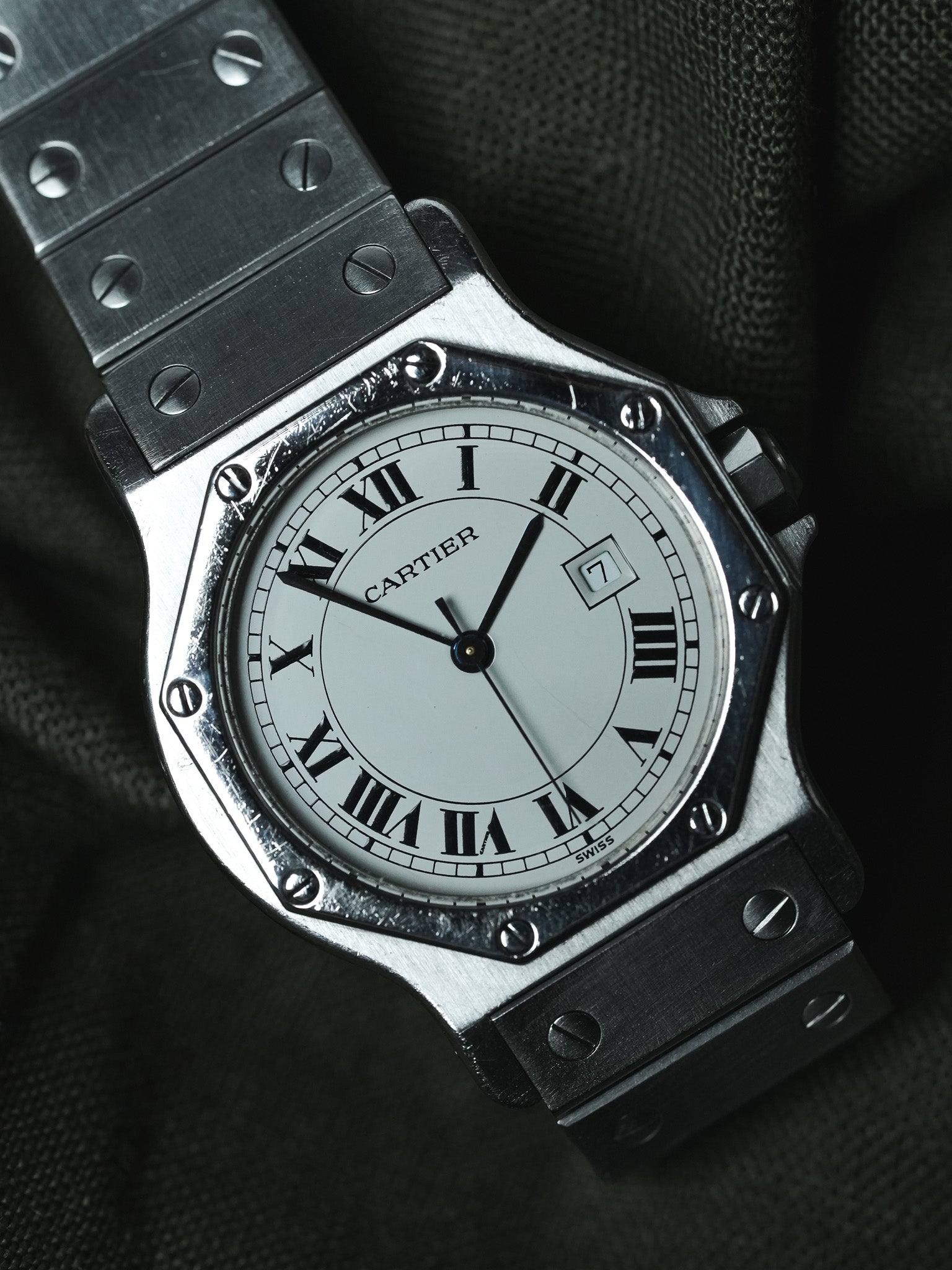Cartier - Santos Octogonale 2965 Acier Automatique 29mm - Boite & Papier - 1980s - Atelier Victor - Vintage Watch Shop