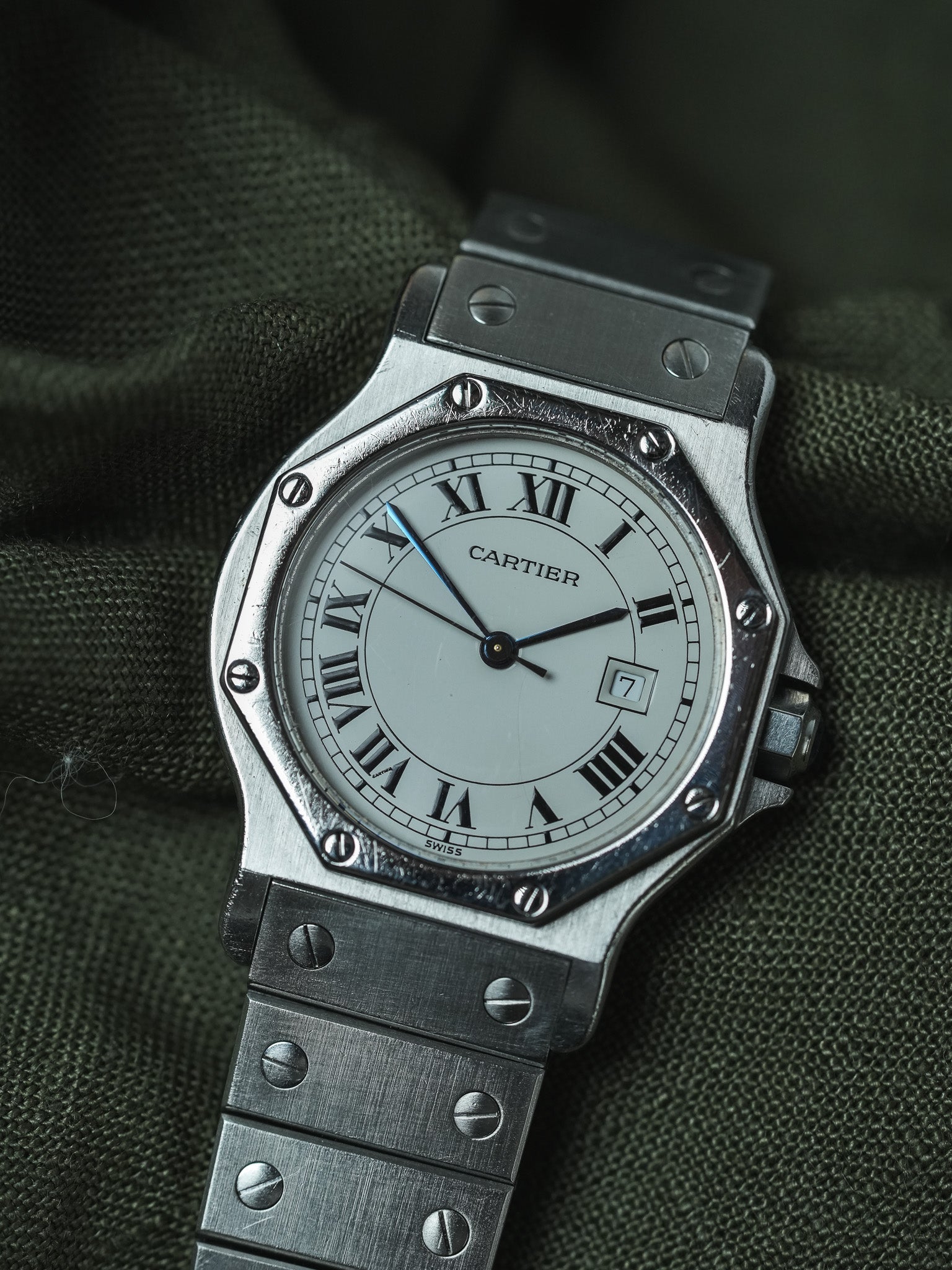 Cartier - Santos Octogonale 2965 Acier Automatique 29mm - Boite & Papier - 1980s - Atelier Victor - Vintage Watch Shop