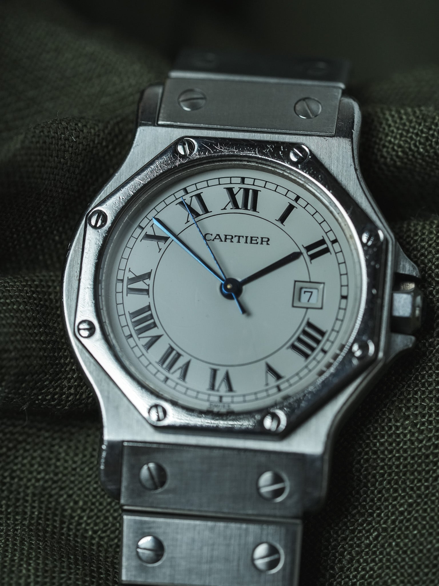 Cartier - Santos Octogonale 2965 Acier Automatique 29mm - Boite & Papier - 1980s - Atelier Victor - Vintage Watch Shop