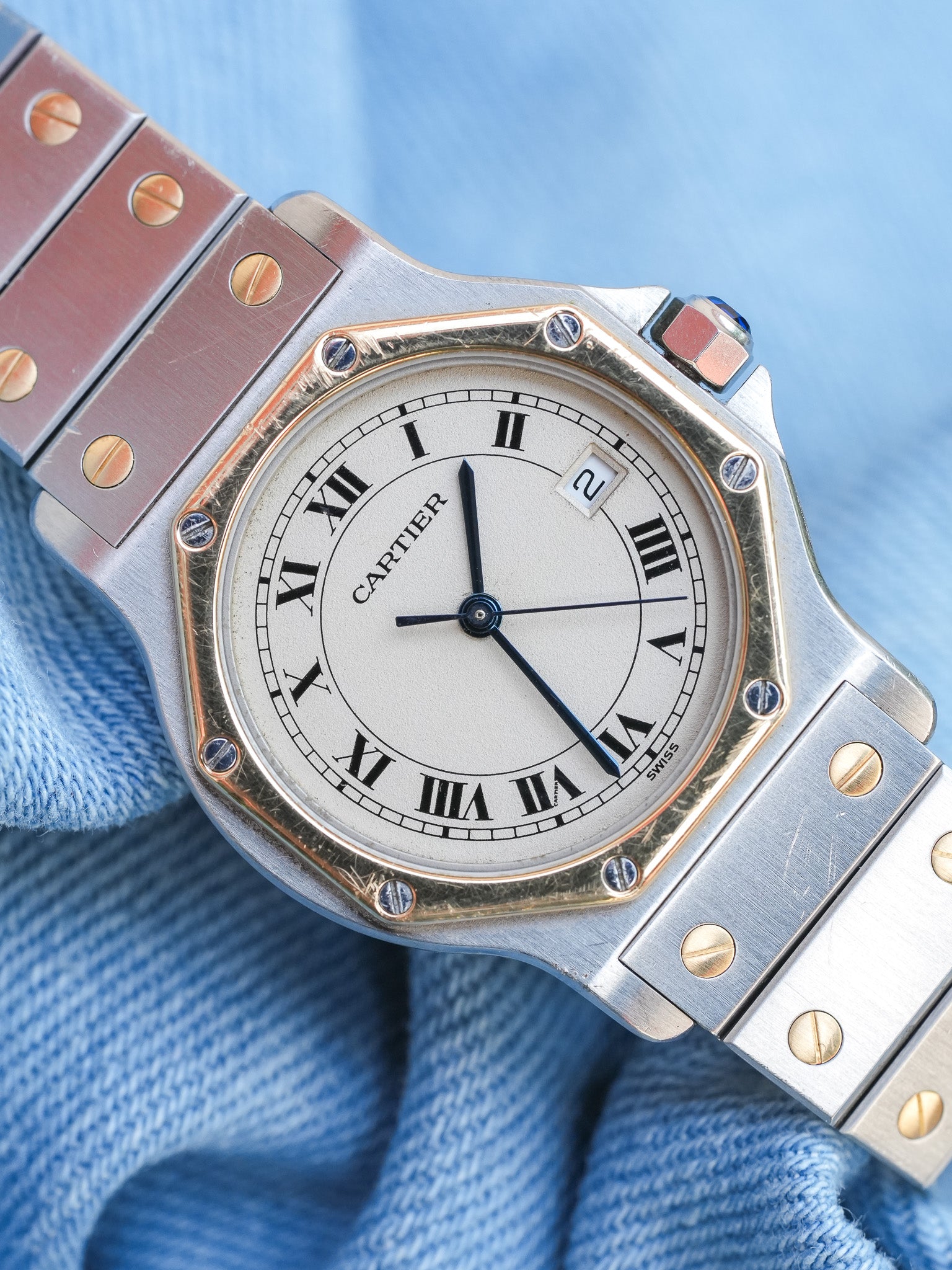Cartier - Santos Octogonale 29mm Acier Or Quartz - Boite & Documentation - 1990s - Atelier Victor - Vintage Watch Shop