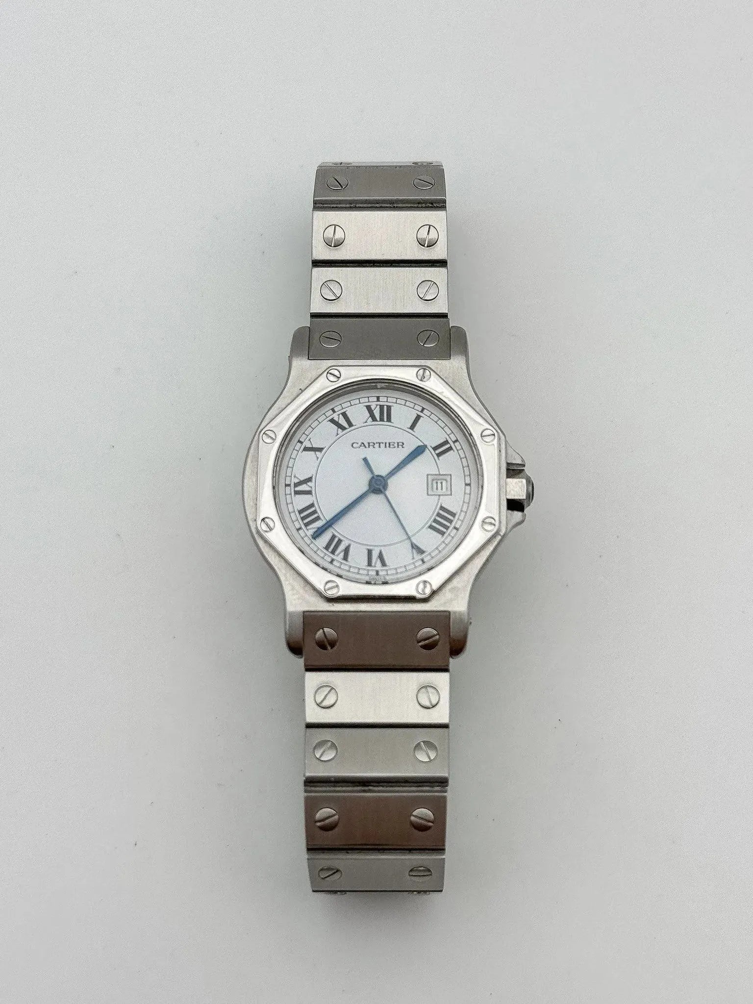 Cartier - Santos Octogonale acier 30mm auto - boite - 1980s - Atelier Victor Paris - Vintage Watch Shop Dubai