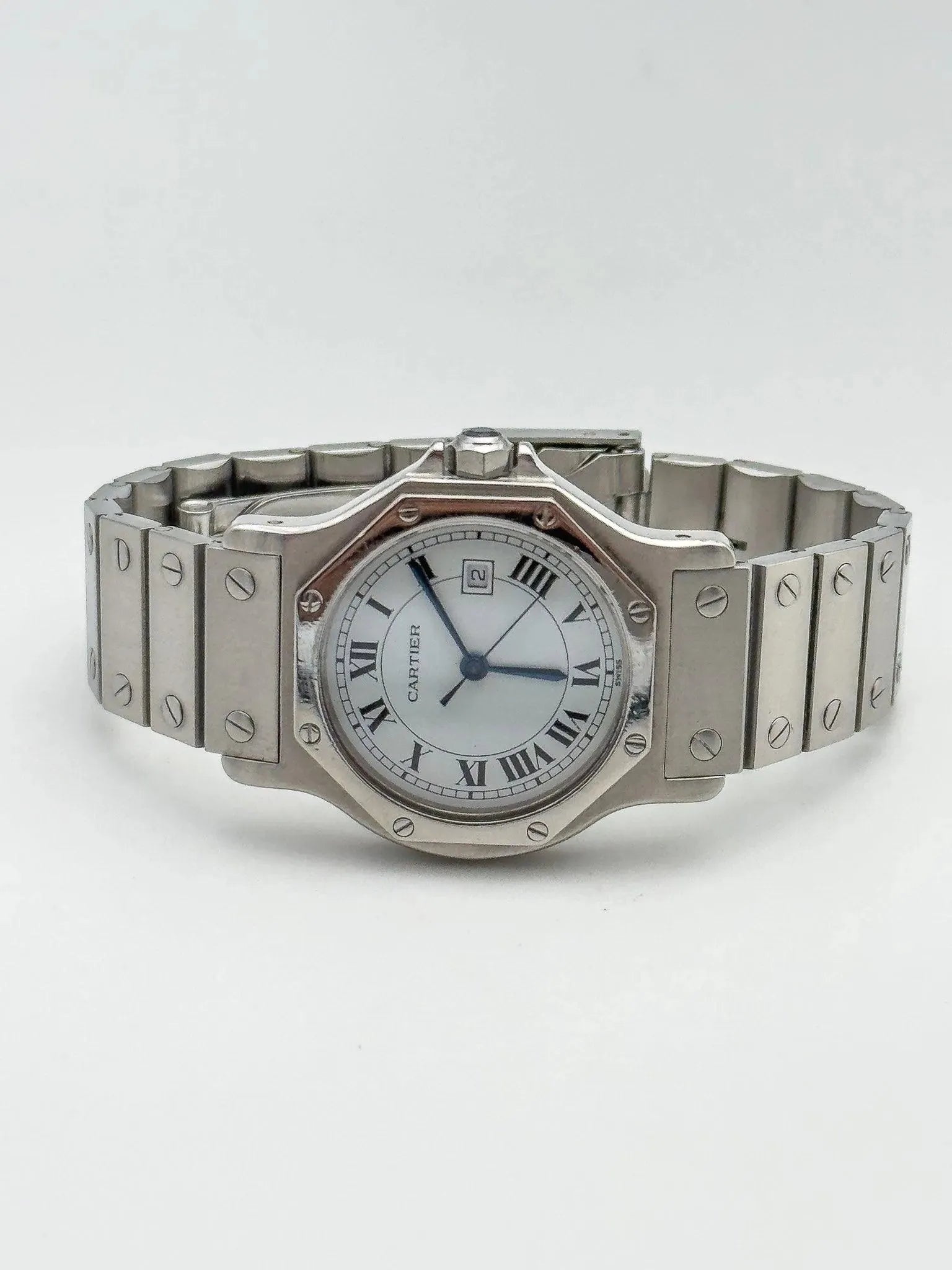 Cartier - Santos Octogonale Acier 30mm auto - boite - 1980s - Atelier Victor Paris - Vintage Watch Shop Dubai