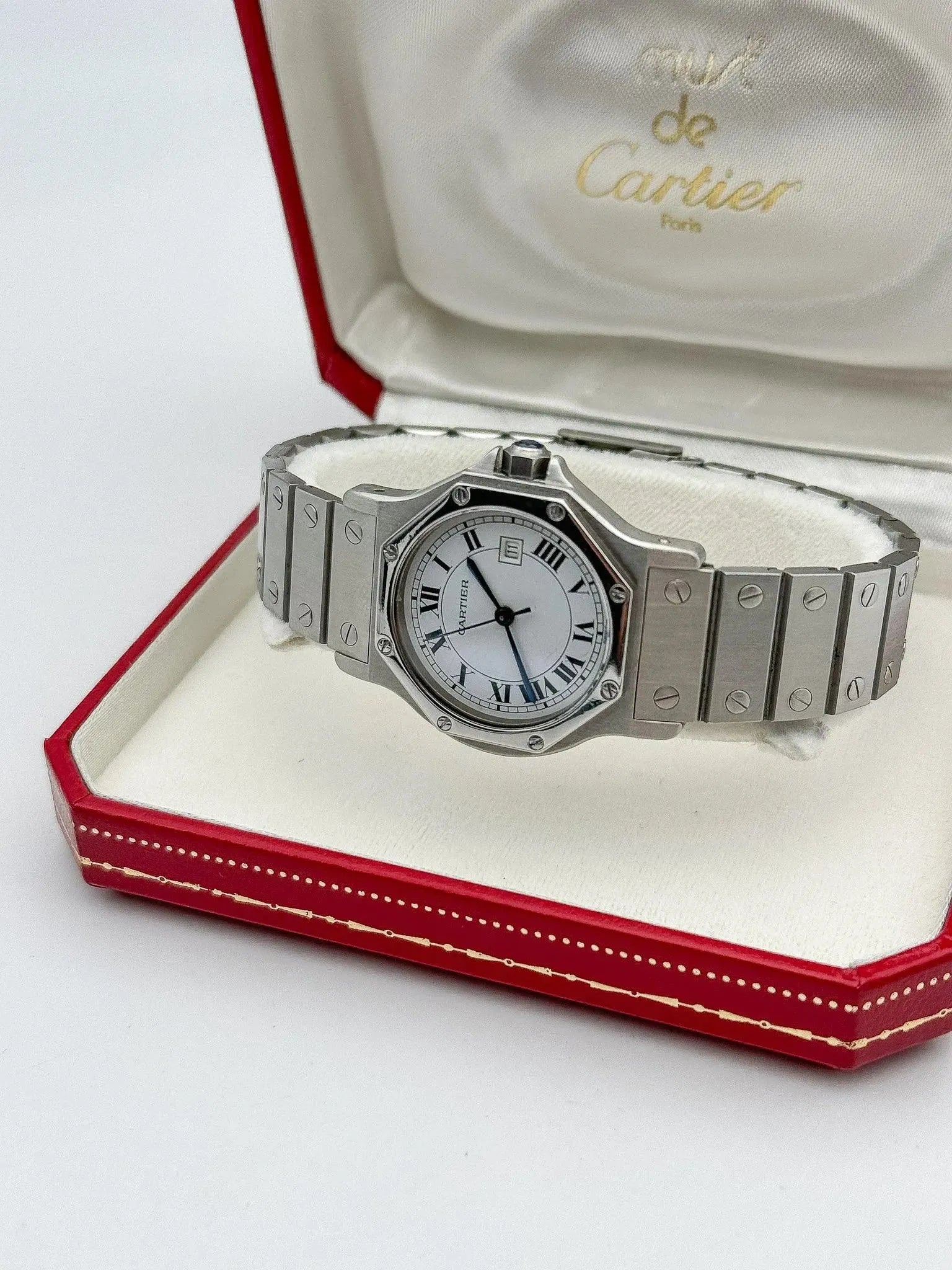 Cartier - Santos Octogonale acier 30mm auto - boite - 1980s - Atelier Victor Paris - Vintage Watch Shop Dubai