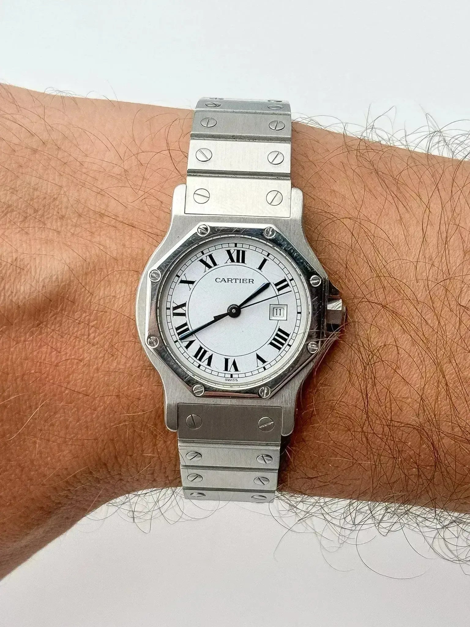 Cartier - Santos Octogonale acier 30mm automatique - boite - 1980s - Atelier Victor