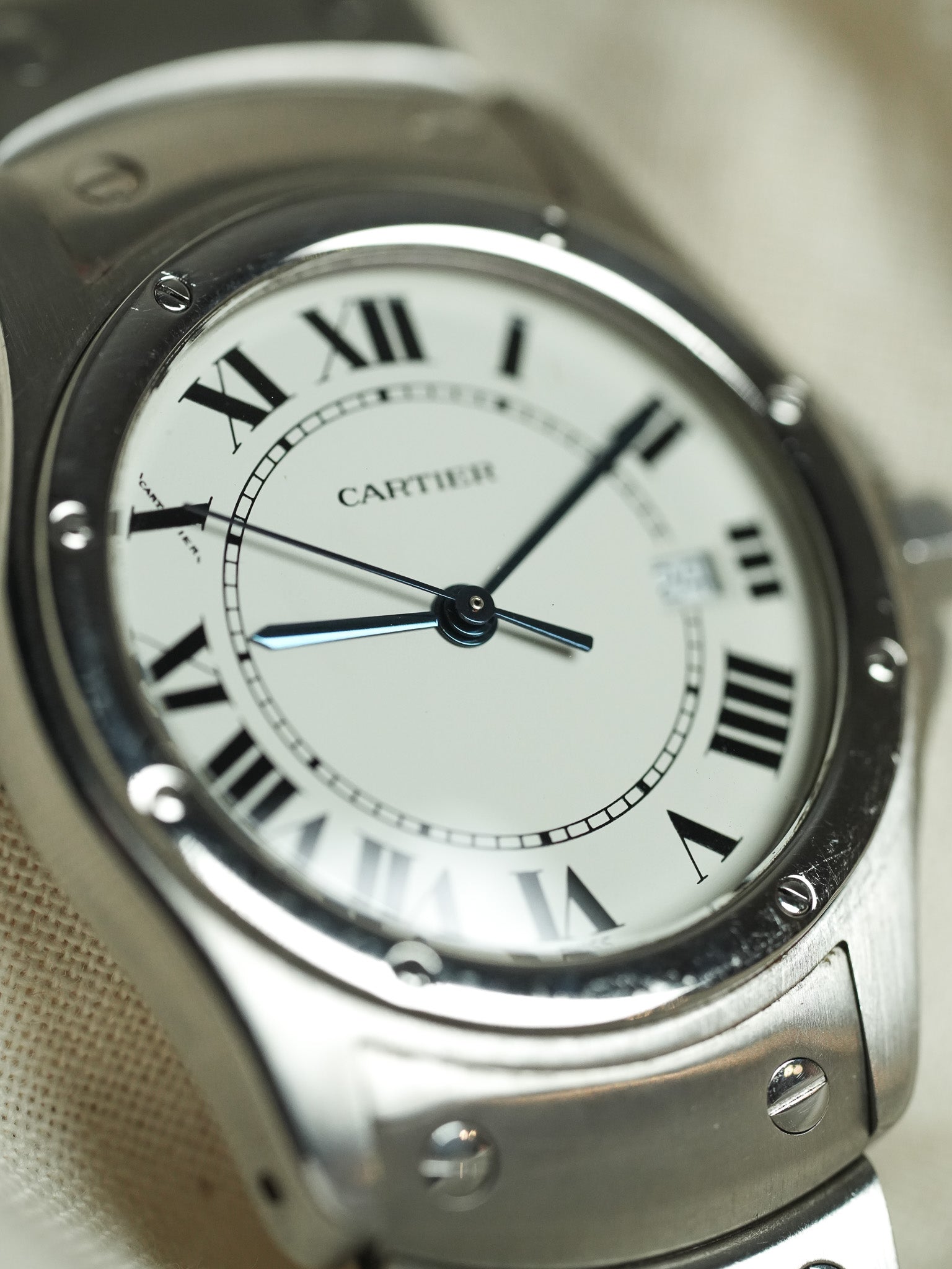 Cartier - Santos Ronde GM Acier référence 1561 - 1990s - Atelier Victor - Vintage Shop