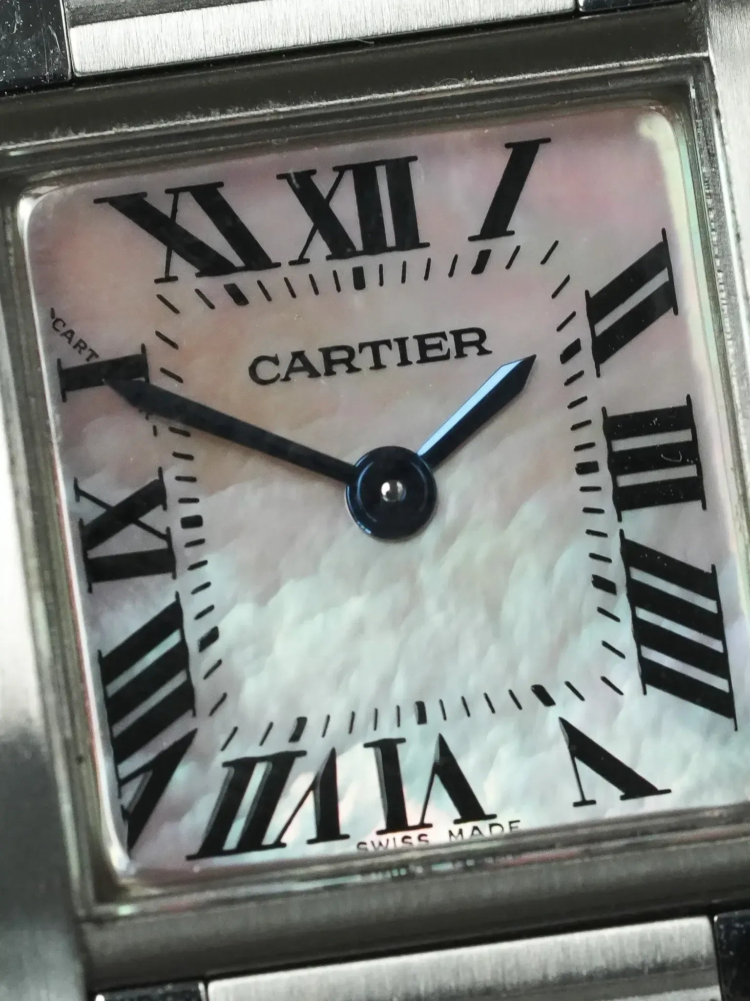 Cartier - Tank Francaise 2384 Acier Cadran en nacre rose - 2000s - Atelier Victor