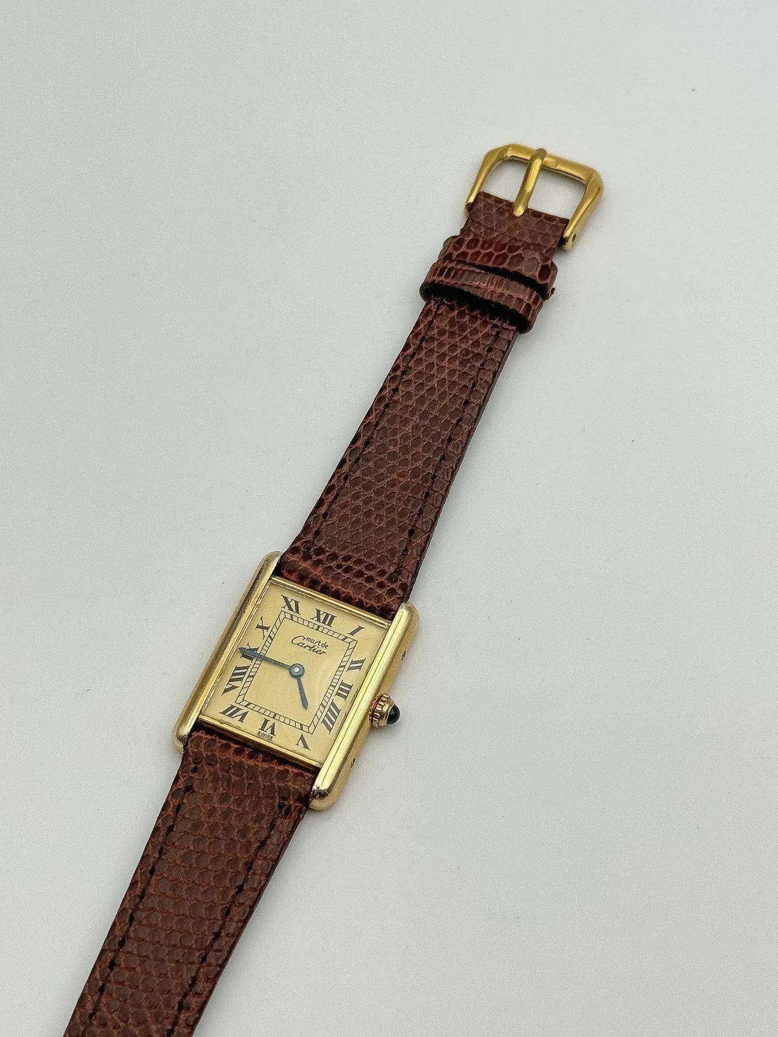 Cartier - Tank Must LM Vermeil Cadran Or - 1980S - Atelier Victor Paris - Vintage Watch Shop Dubai