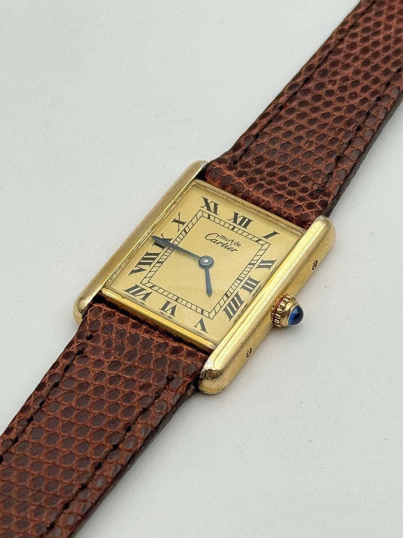 Cartier - Tank Must LM Vermeil Cadran Or - 1980S - Atelier Victor Paris - Vintage Watch Shop Dubai
