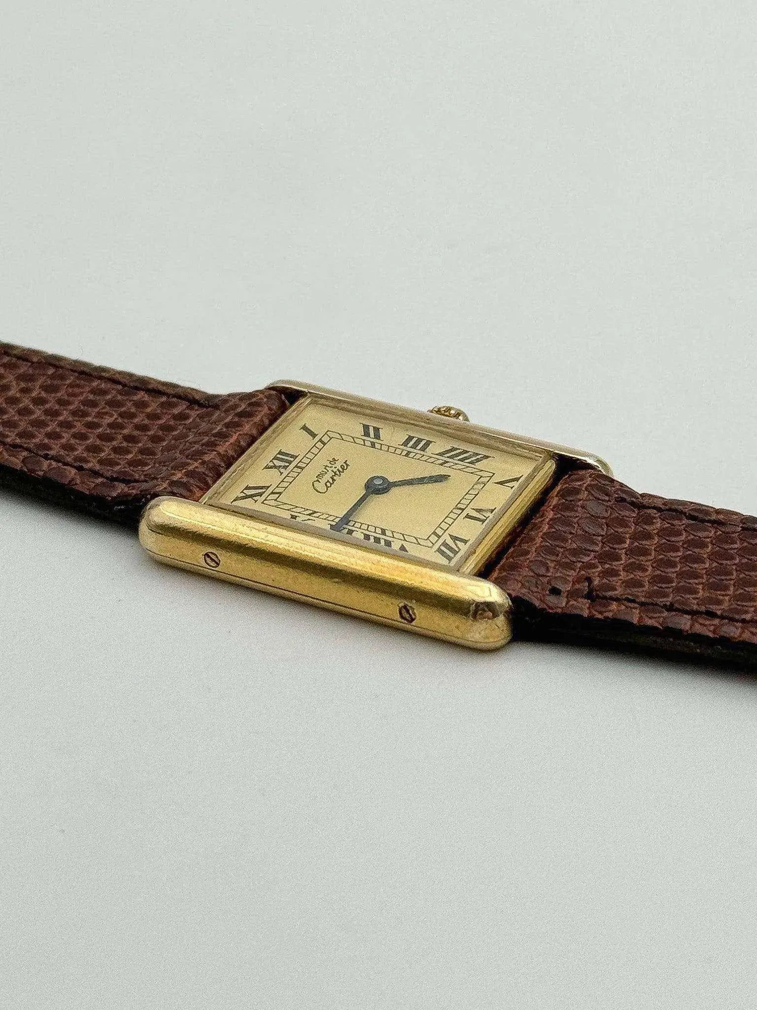 Cartier - Tank Must LM Vermeil Cadran Or - 1980S - Atelier Victor Paris - Vintage Watch Shop Dubai