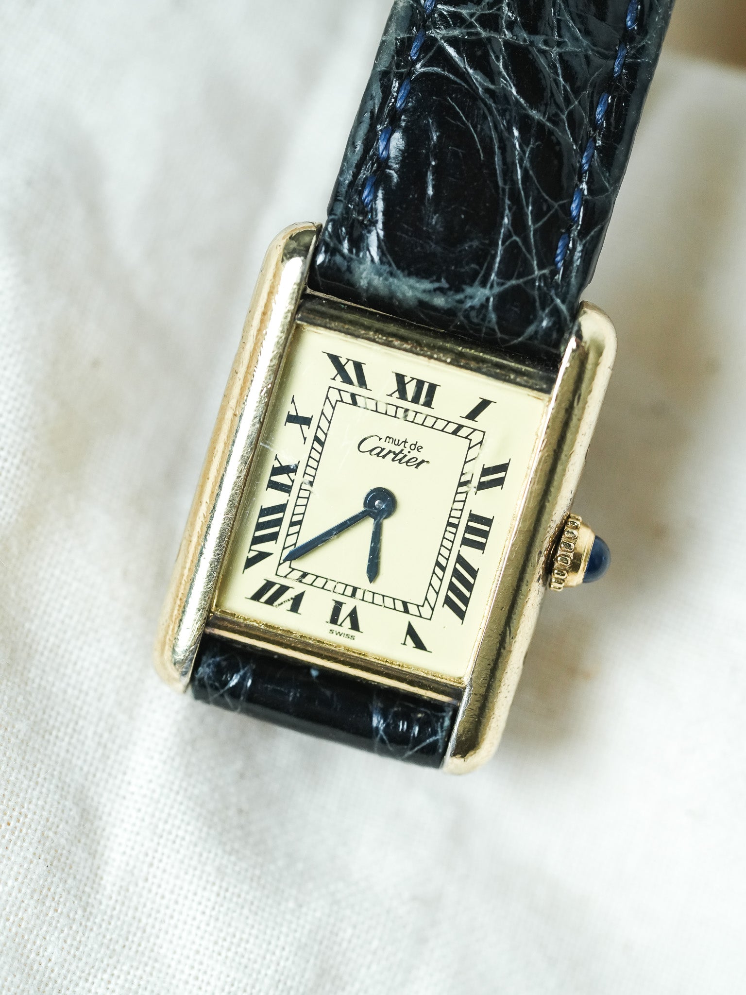 Cartier - Tank Must SM Vermeil Boucle ardillon cadran or - 1990s - Atelier Victor - Vintage Shop
