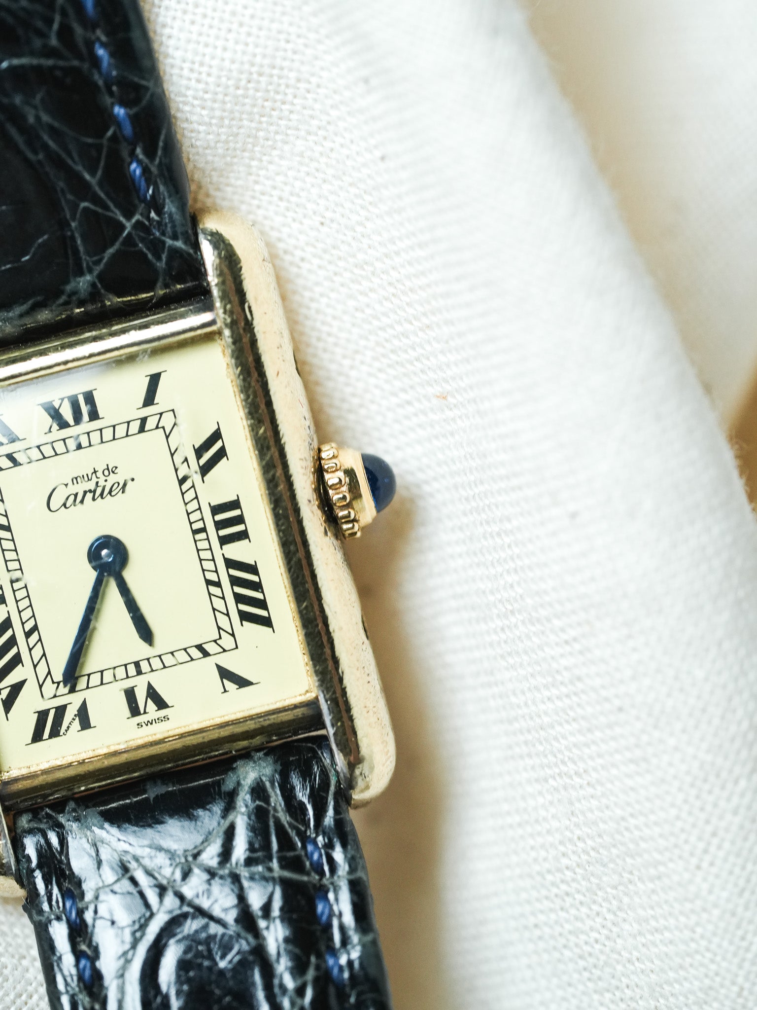 Cartier - Tank Must SM Vermeil Boucle ardillon cadran or - 1990s - Atelier Victor - Vintage Shop