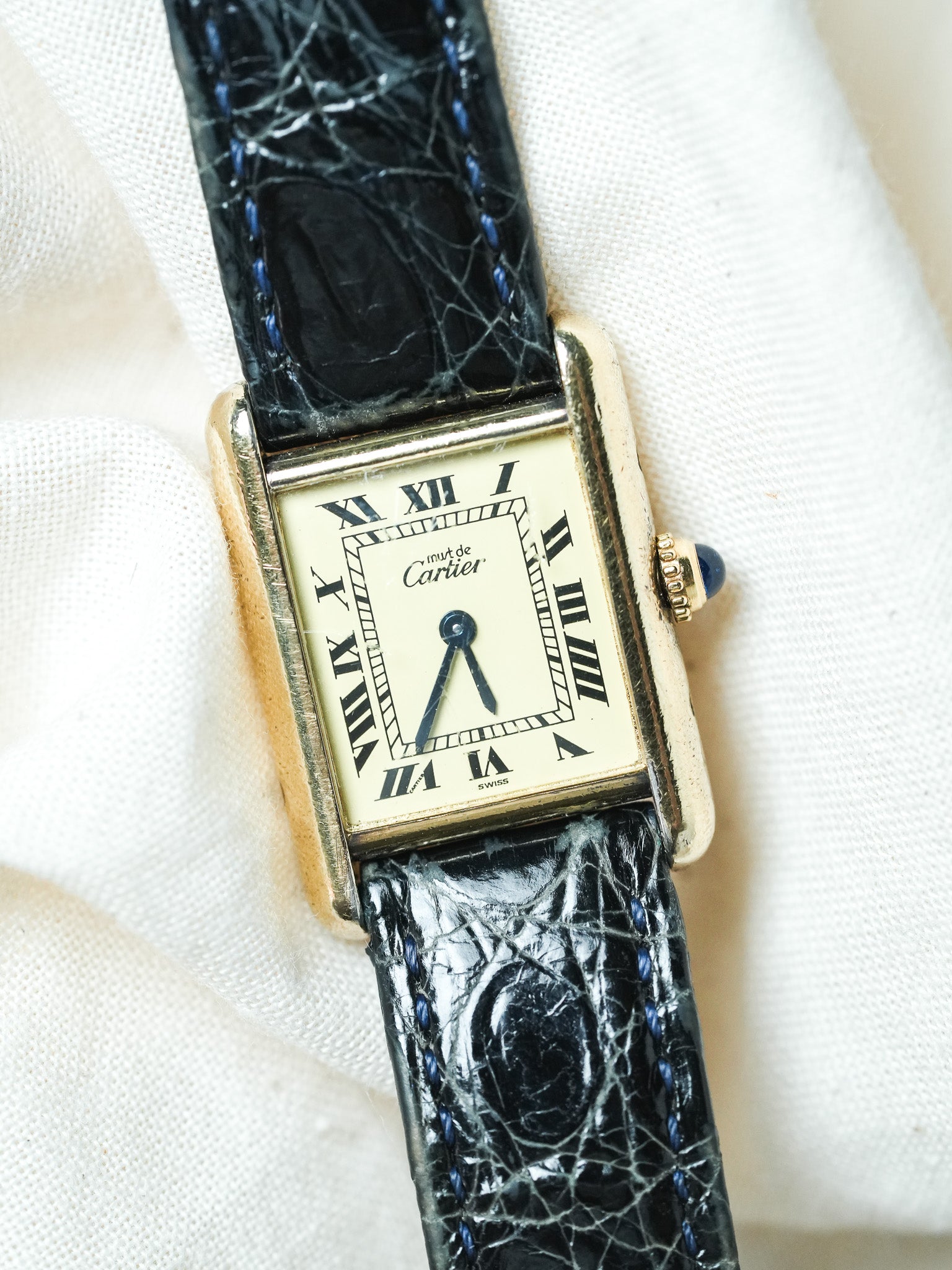 Cartier - Tank Must SM Vermeil Boucle ardillon cadran or - 1990s - Atelier Victor - Vintage Shop