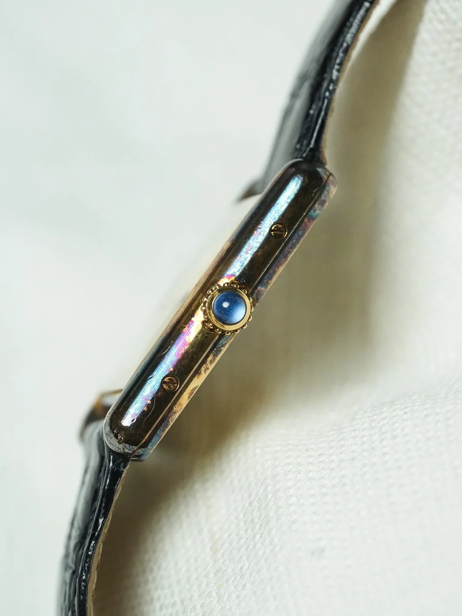 Cartier - Tank Must Vermeil 590005 Medium Opaline Patine Bleu Pétrole - 1980s - Atelier Victor