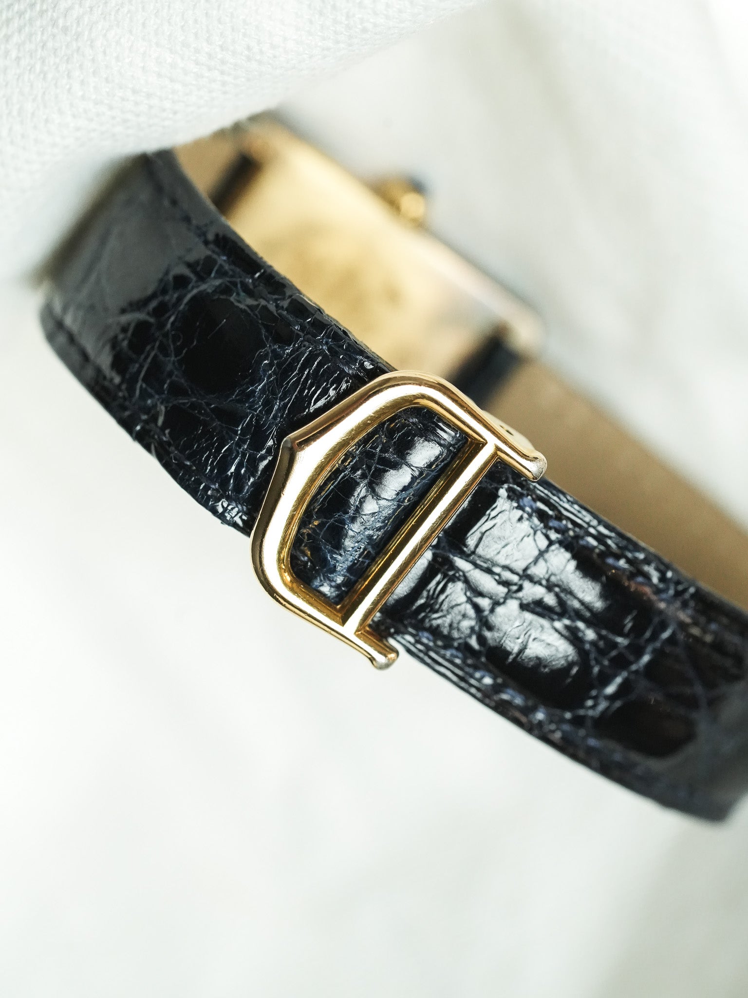 Cartier - Tank Must Vermeil 590005 Medium Opaline Patine Bleu Pétrole - 1980s - Atelier Victor - Vintage Watch Shop