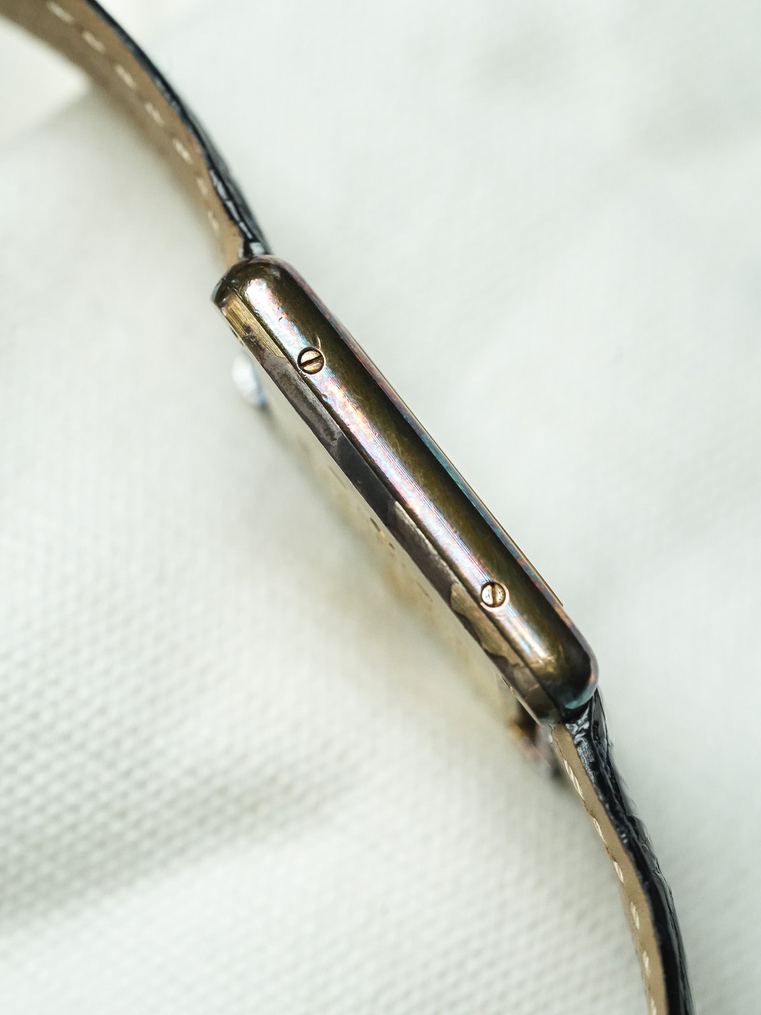 Cartier - Tank Must Vermeil 590005 Medium Opaline Patine Bleu Pétrole - 1980s - Atelier Victor - Vintage Watch Shop