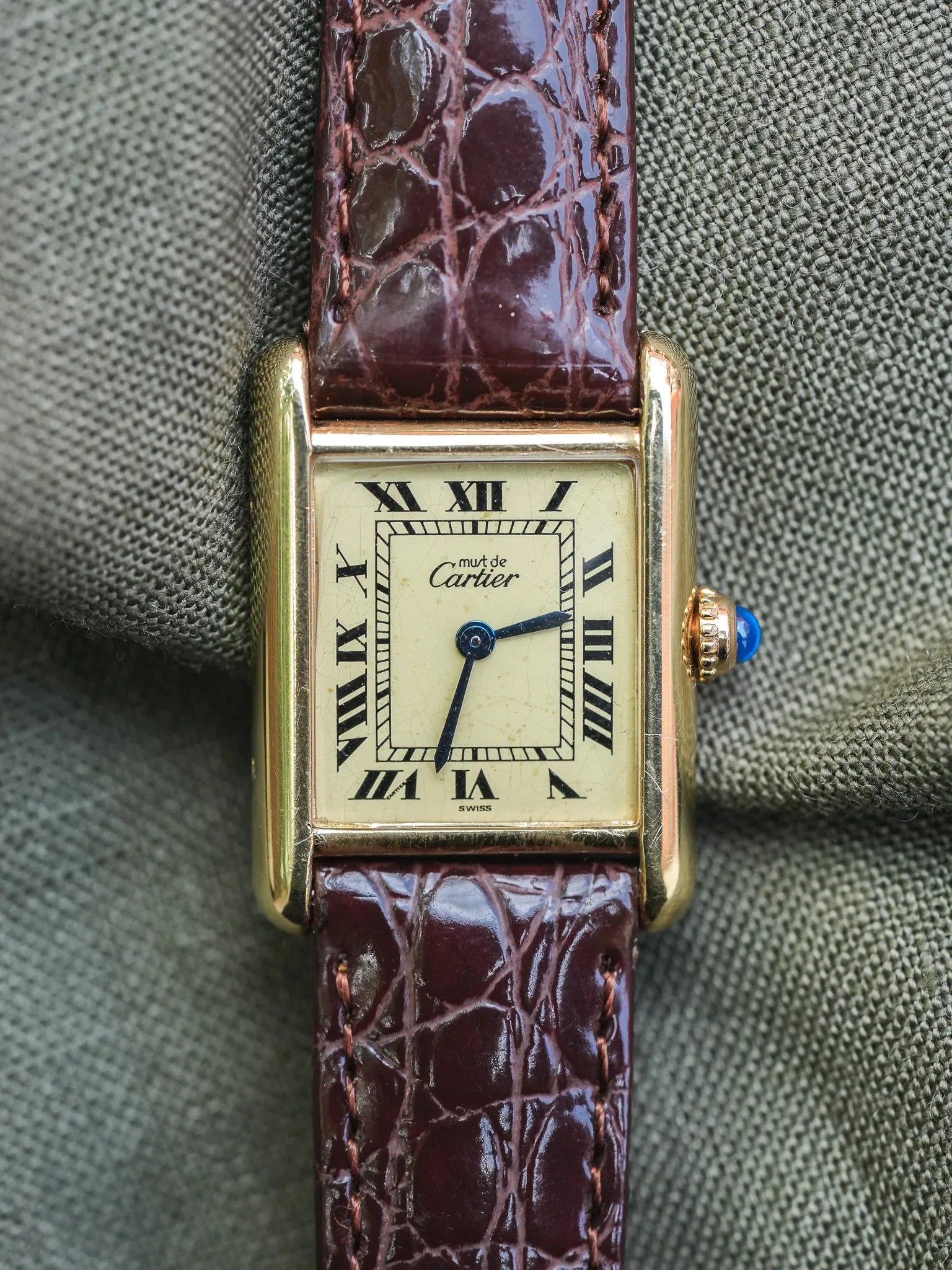 Cartier - Tank Must Vermeil Cadran Jaune Patine Petit modèle quartz - 1980s - Atelier Victor