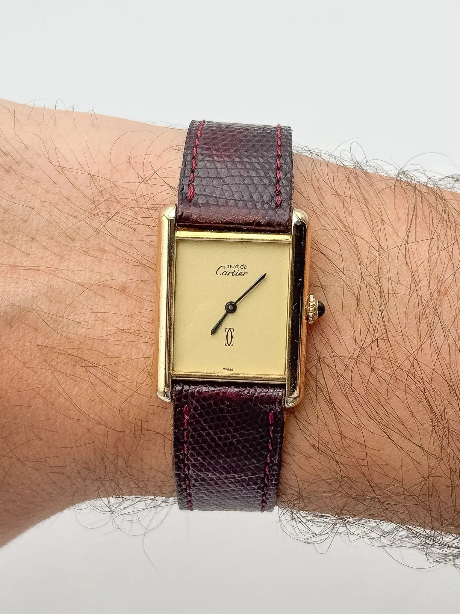 Cartier - Tank Must Vermeil Cadran Lemon - Boite & Papier - 1981 - Atelier Victor - Vintage Shop