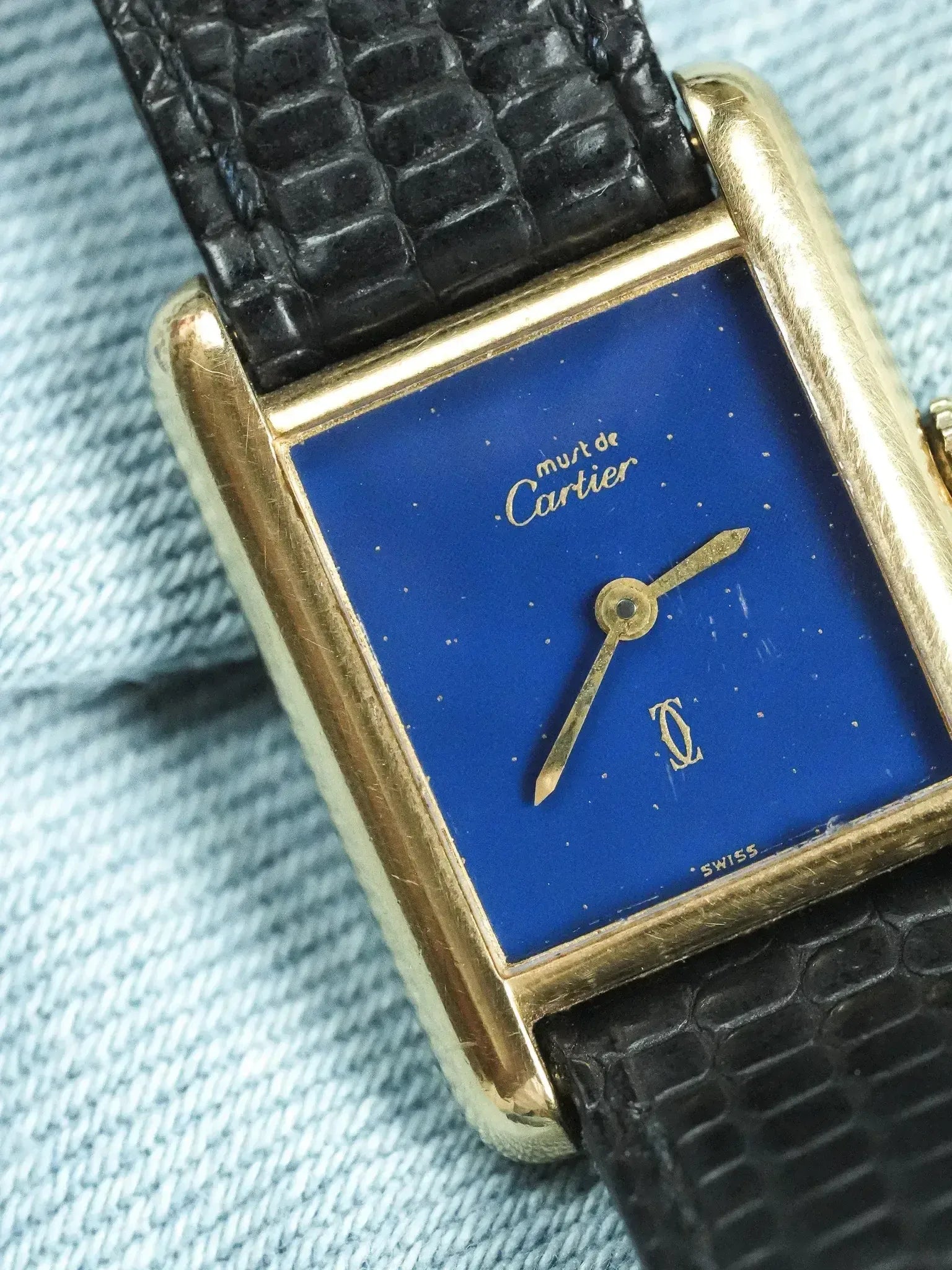 Cartier - Tank SM Must Vermeil Lapis Lazuli - 1980s - Atelier Victor