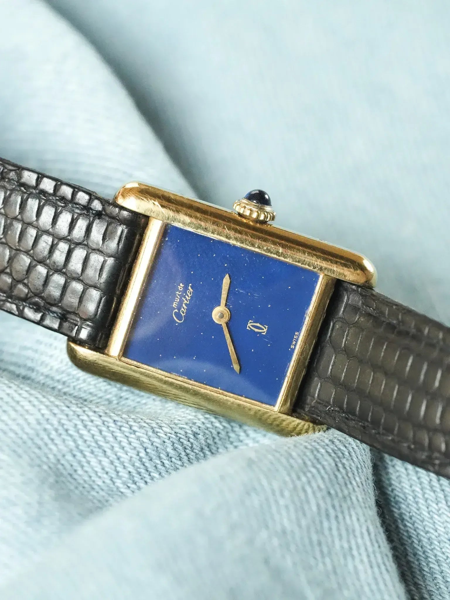 Cartier - Tank SM Must Vermeil Lapis Lazuli - 1980s - Atelier Victor