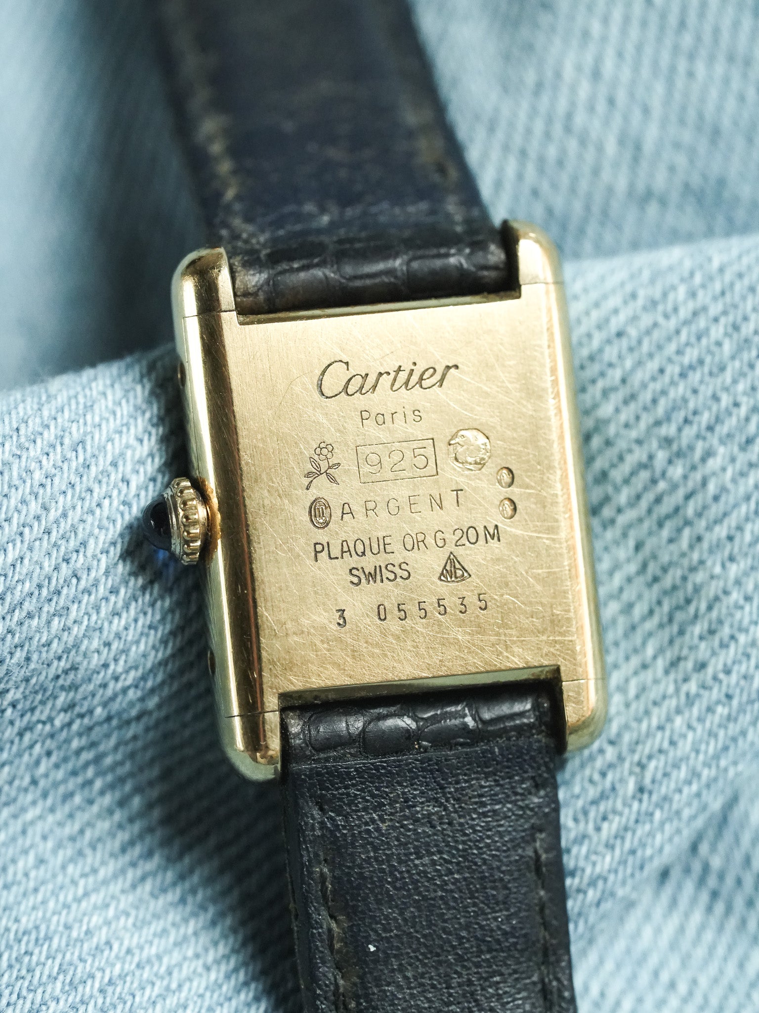 Cartier - Tank SM Must Vermeil Lapis Lazuli - 1980s - Atelier Victor - Vintage Shop