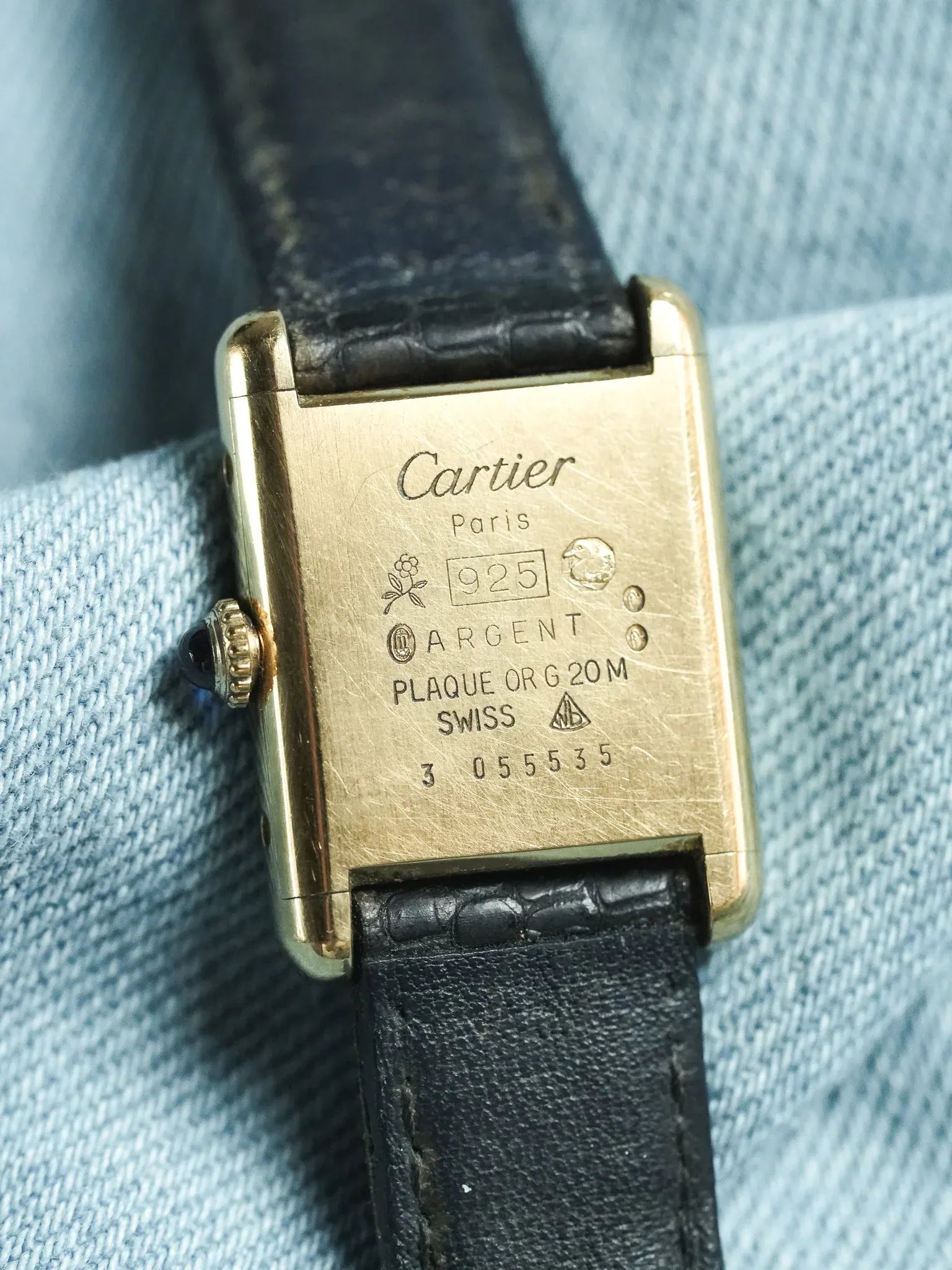 Cartier - Tank SM Must Vermeil Lapis Lazuli - 1980s - Atelier Victor - Vintage Shop