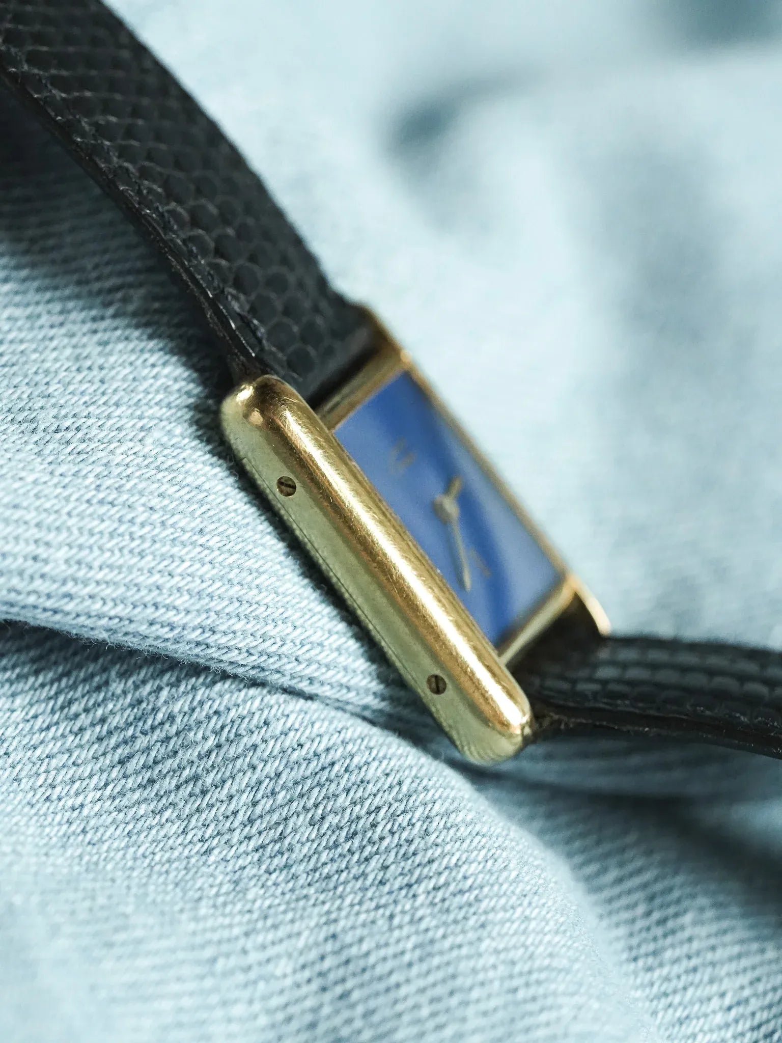 Cartier - Tank SM Must Vermeil Lapis Lazuli - 1980s - Atelier Victor - Vintage Shop